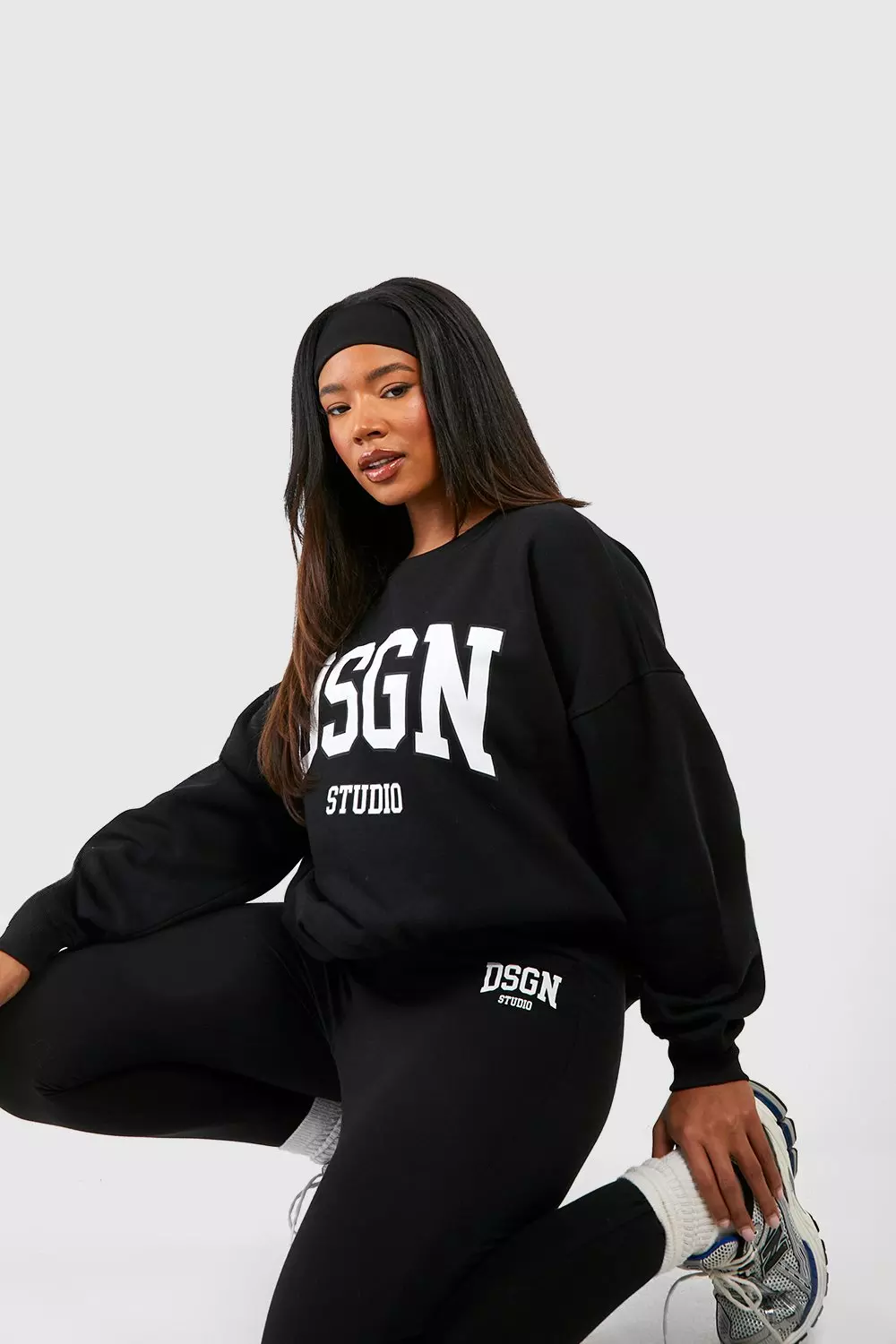 Black Plus DSGN Studio Slogan Legging Tracksuit alternative image