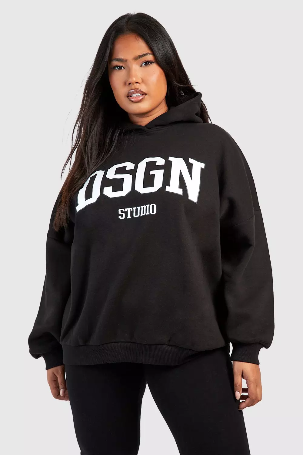 Black Plus DSGN Oversized Hoodie And Legging Set alternative image