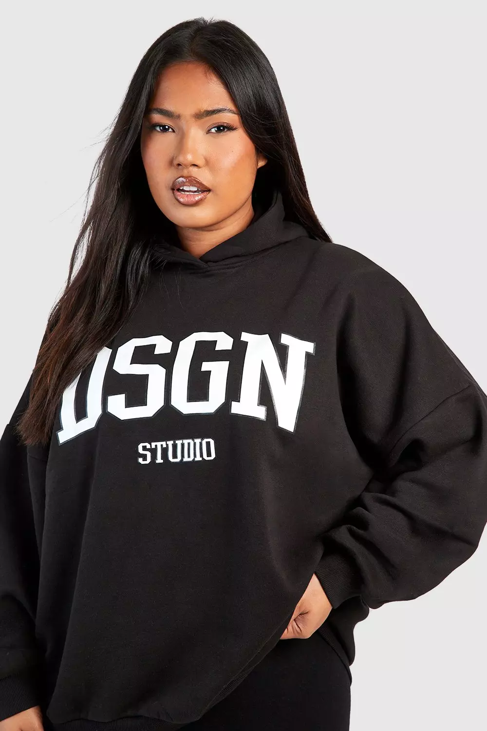 Black Plus DSGN Oversized Hoodie And Legging Set alternative image