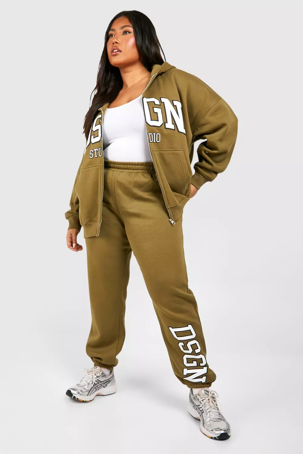 Khaki Plus DSGN Studio Puff Print Oversized Cuffed Jogger alternative image