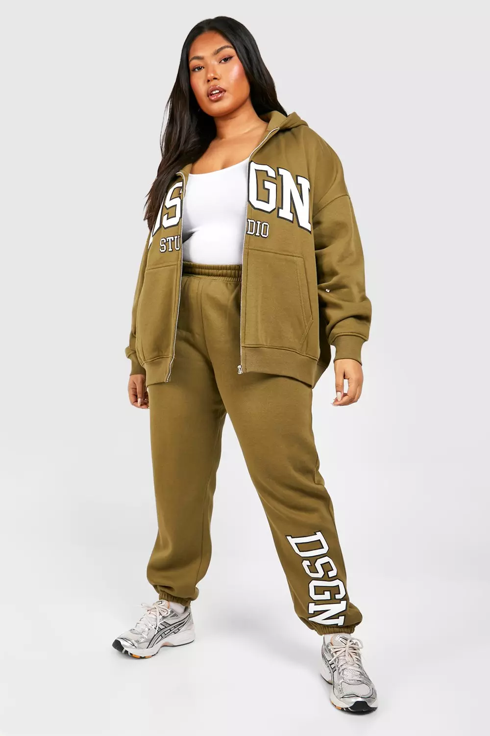 Khaki Plus DSGN Studio Puff Print Oversized Cuffed Jogger alternative image