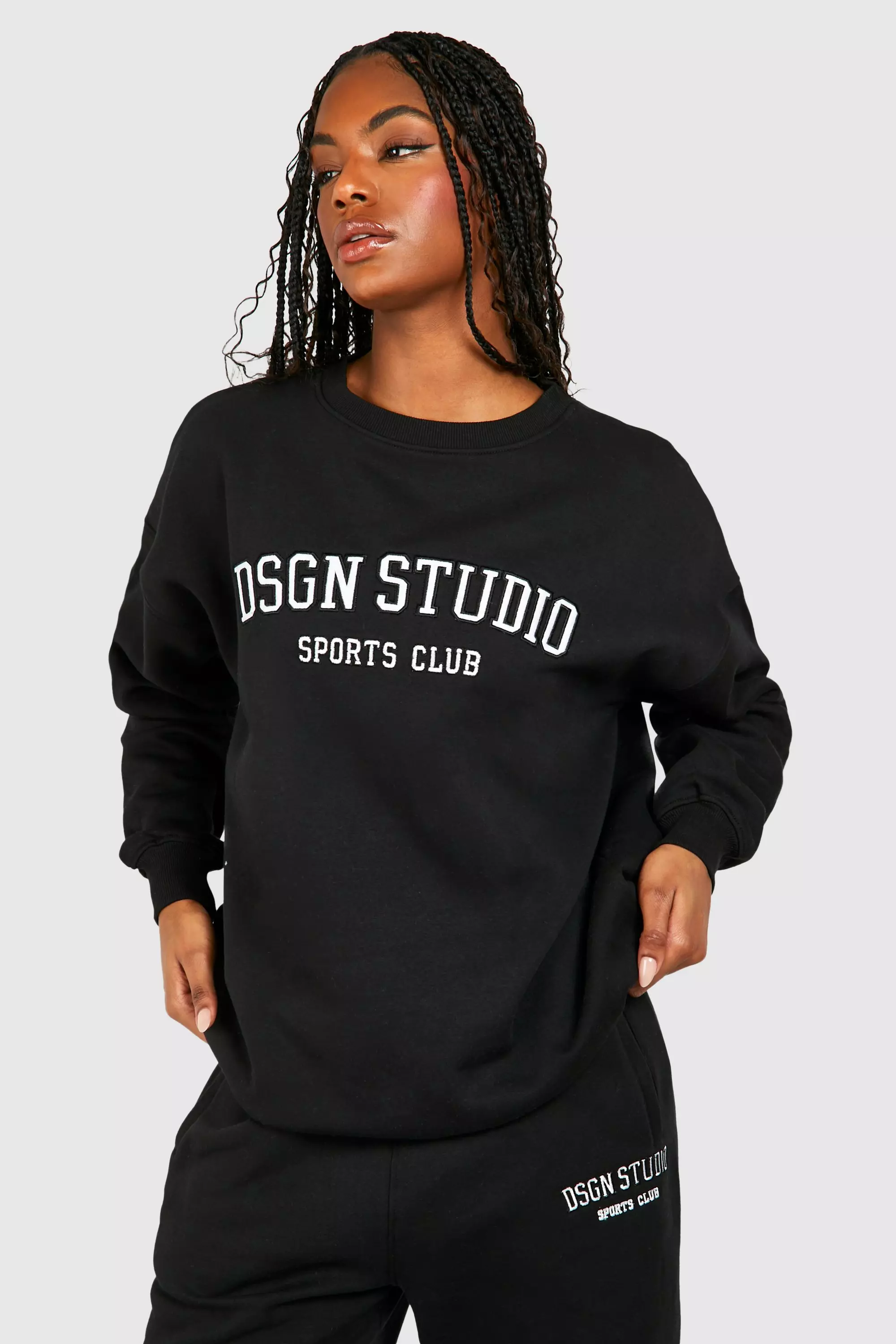 Black Tall DSGN Studio Applique Sweatshirt alternative image