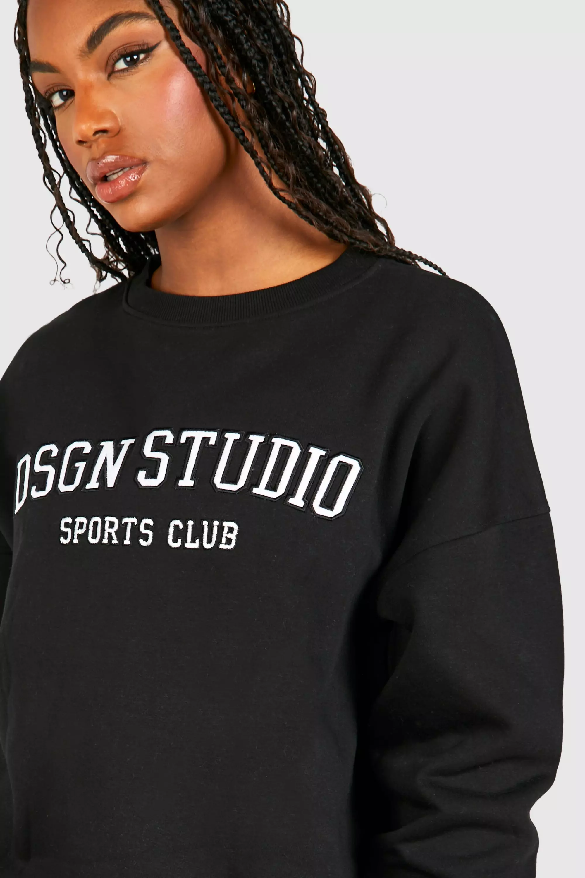 Black Tall DSGN Studio Applique Sweatshirt alternative image