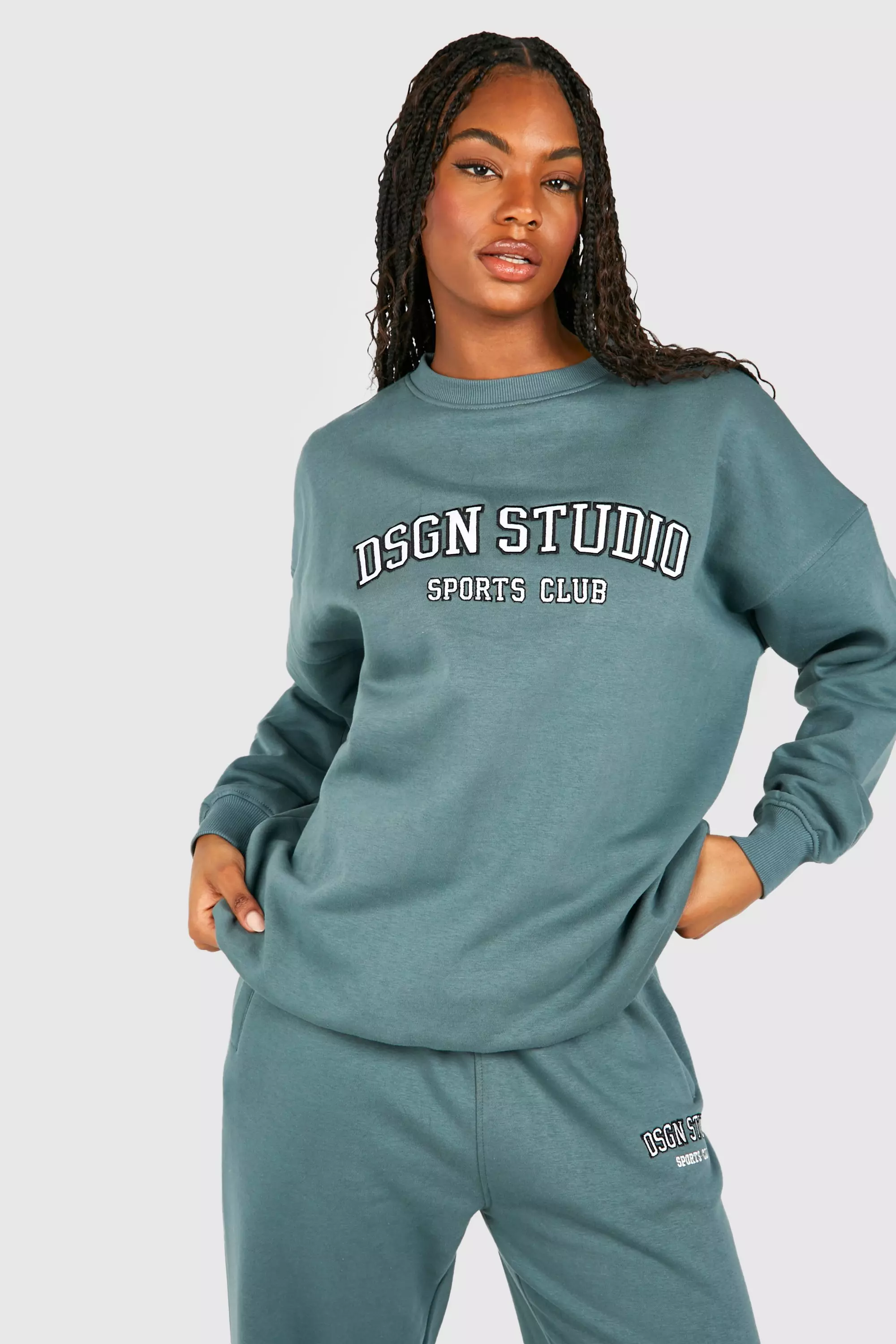 Teal Tall DSGN Studio Applique Sweatshirt alternative image