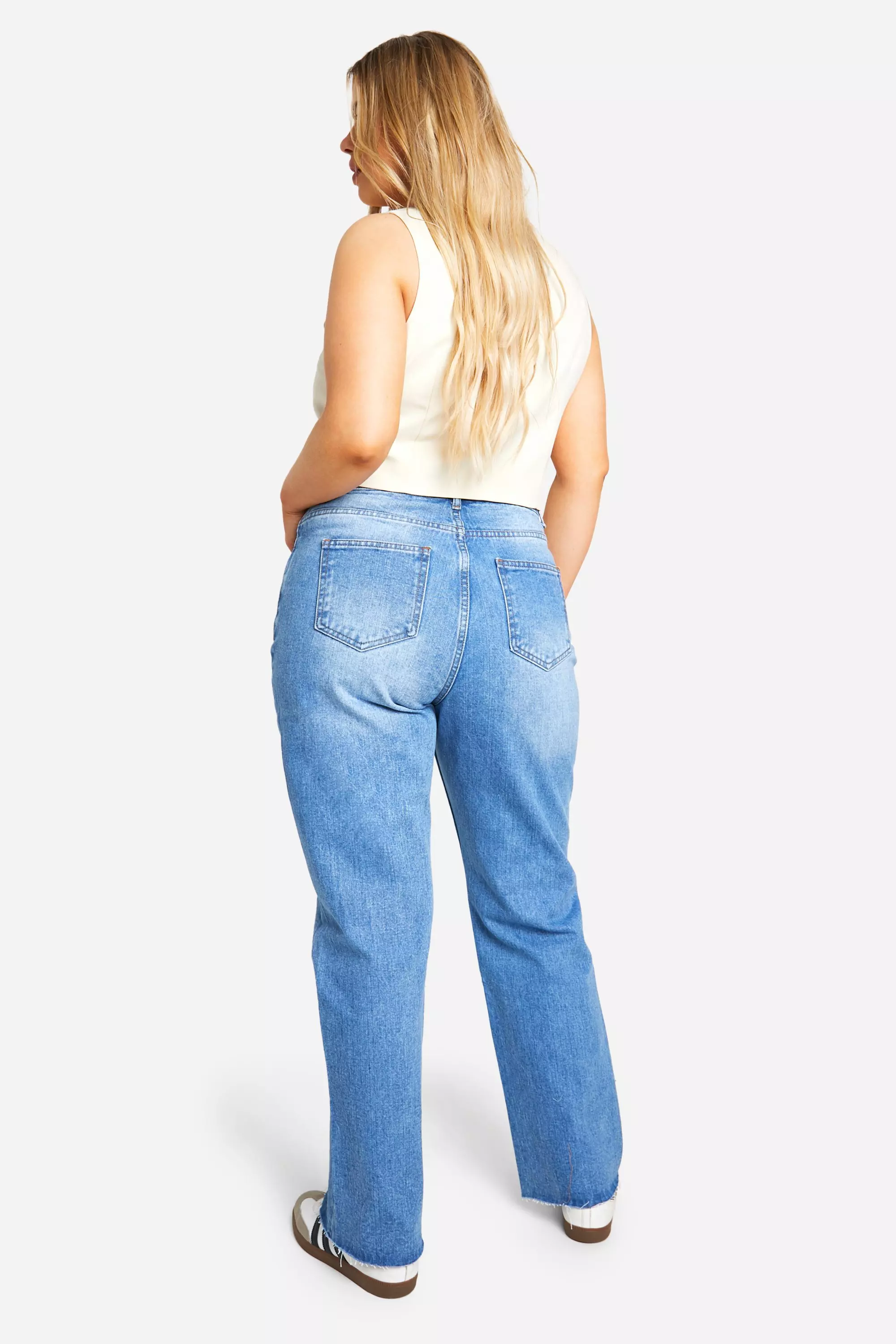 Plus Straight Leg Ripped Jean | boohooMAN USA