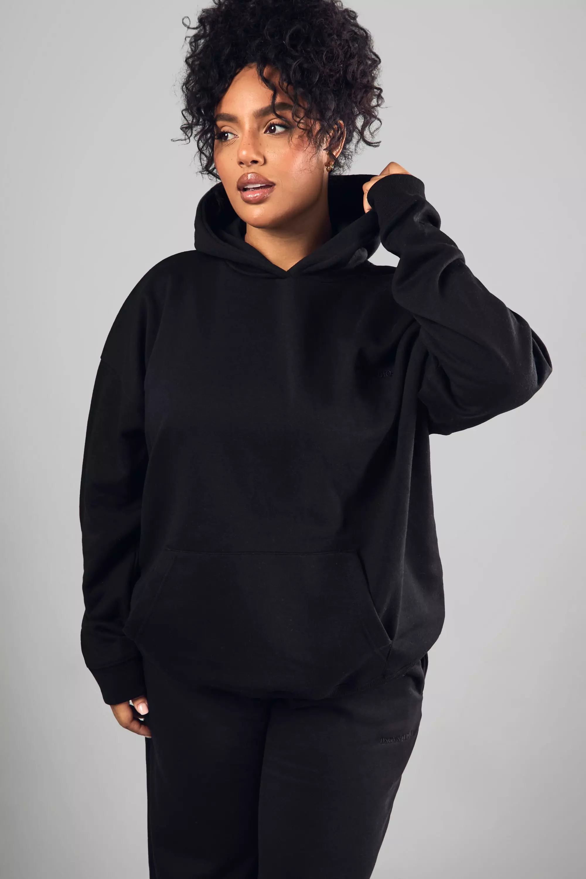 Black Plus DSGN Studio Embroidered Oversized Hoodie alternative image