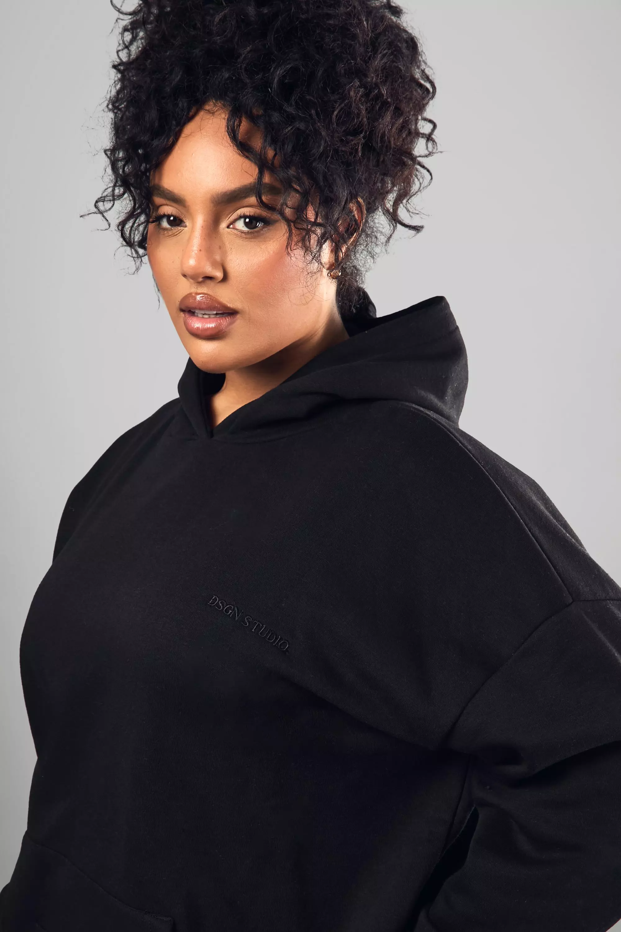Black Plus DSGN Studio Embroidered Oversized Hoodie alternative image