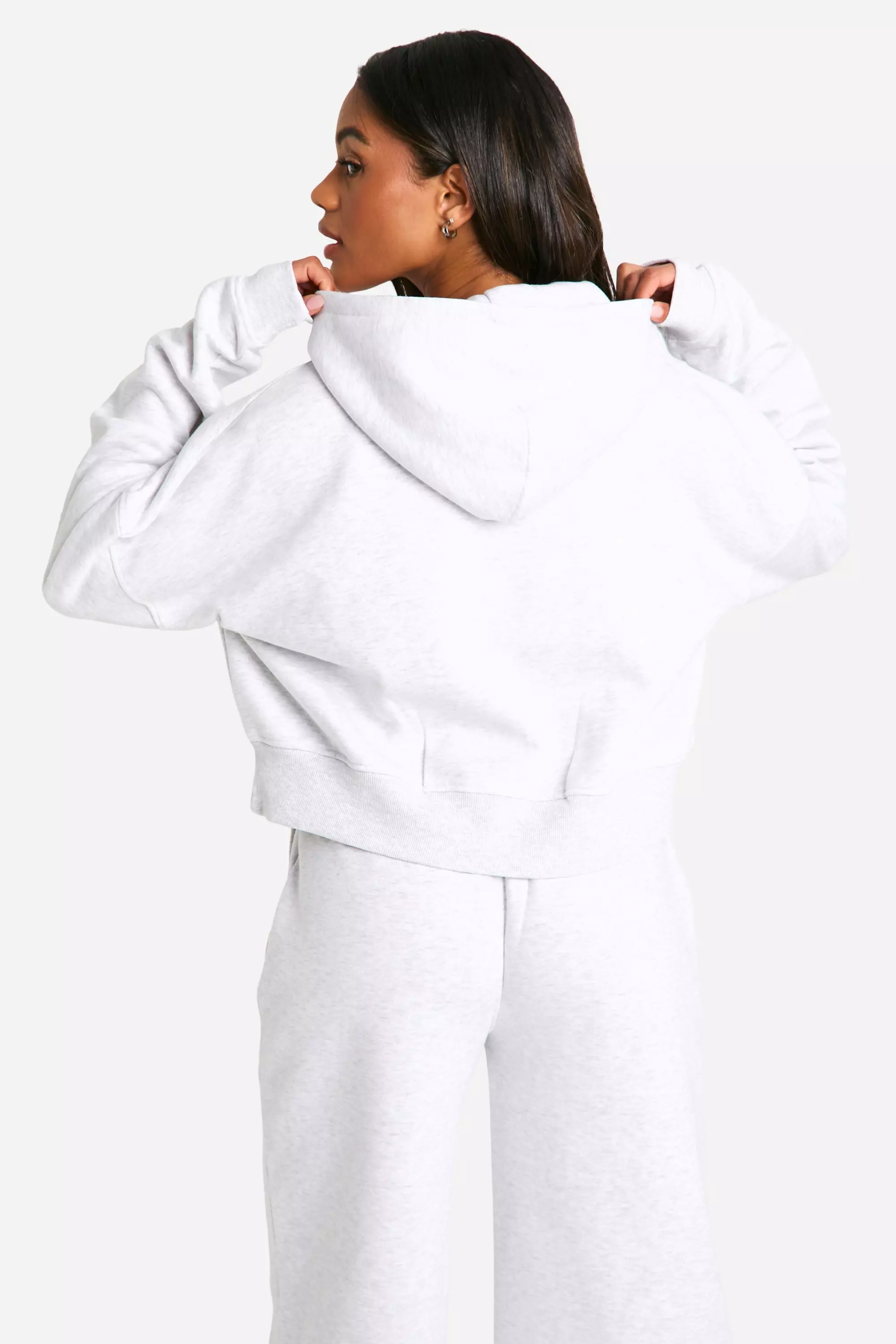 Ash grey DSGN Studio Slogan Boxy Crop Zip Through Hoodie alternative image