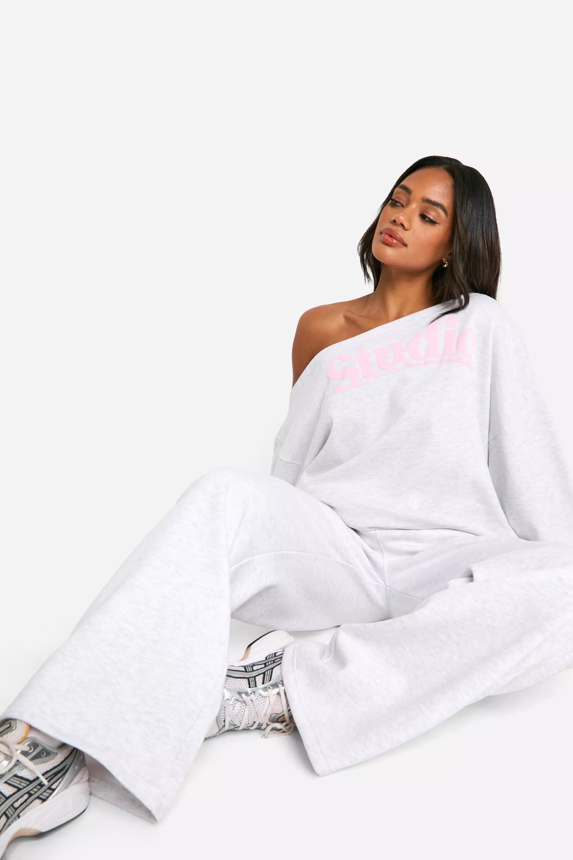 Ash grey DSGN Studio Slogan Deep Waistband Straight Leg Jogger alternative image