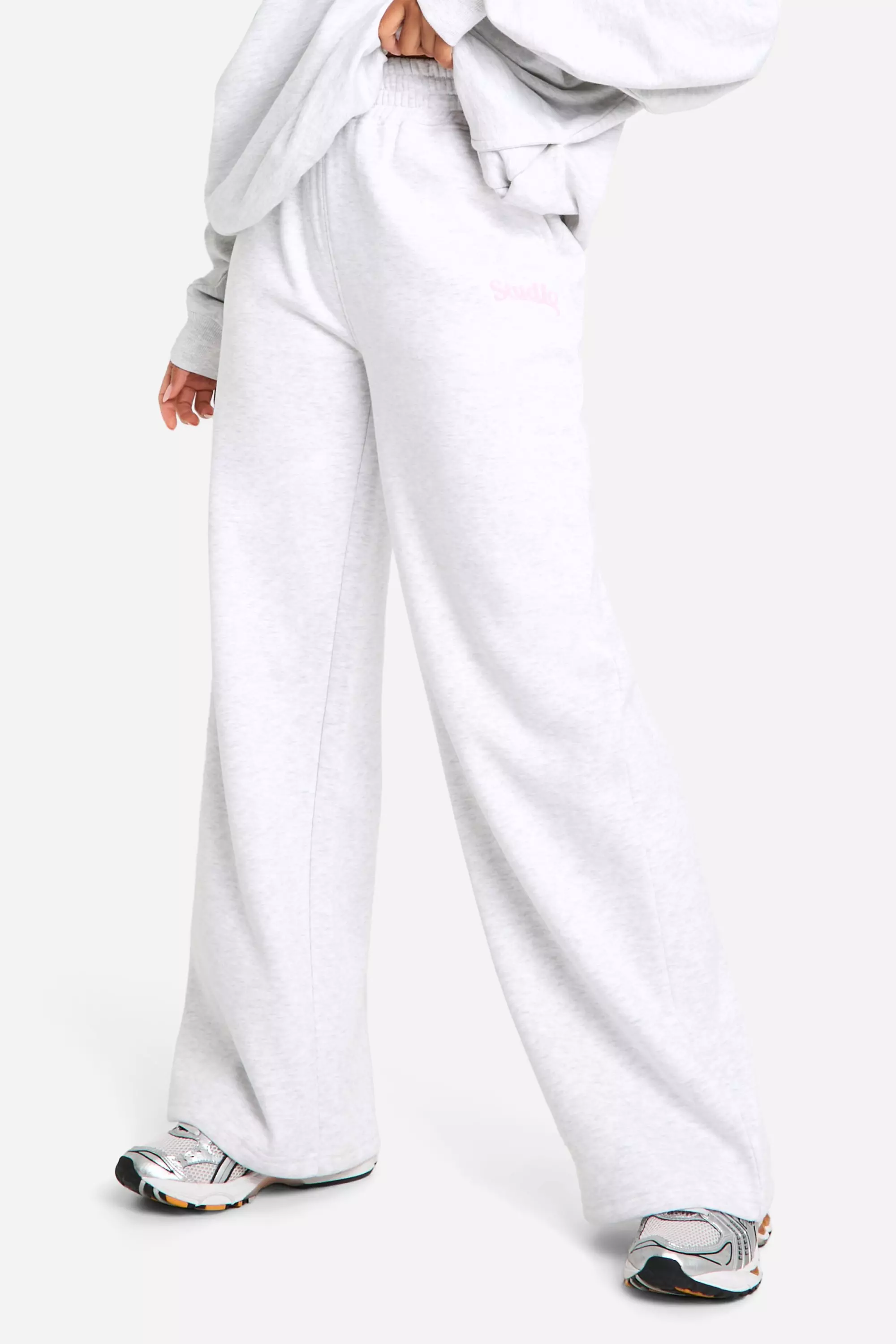 Ash grey DSGN Studio Slogan Deep Waistband Straight Leg Jogger alternative image