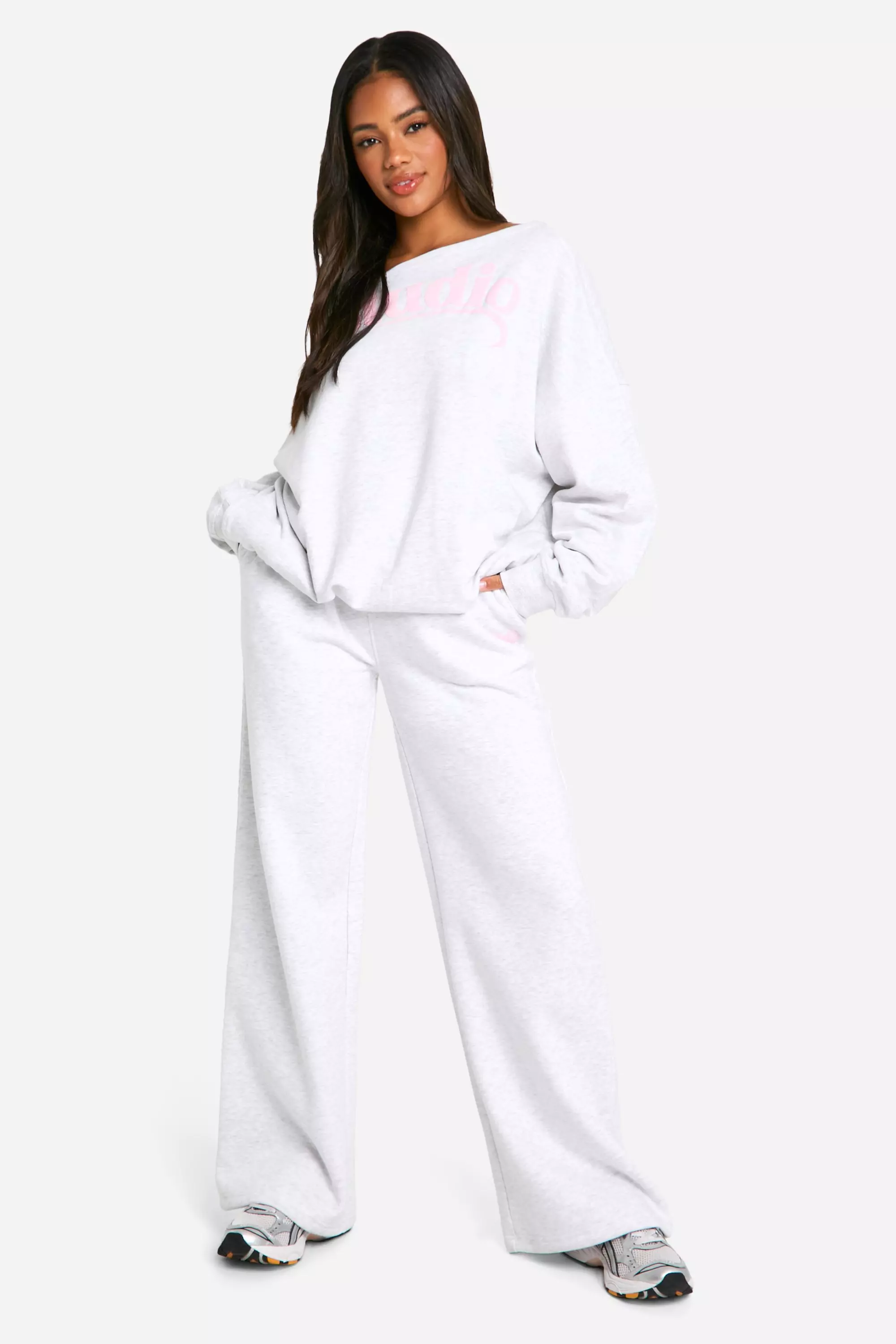 Ash grey DSGN Studio Slogan Deep Waistband Straight Leg Jogger alternative image