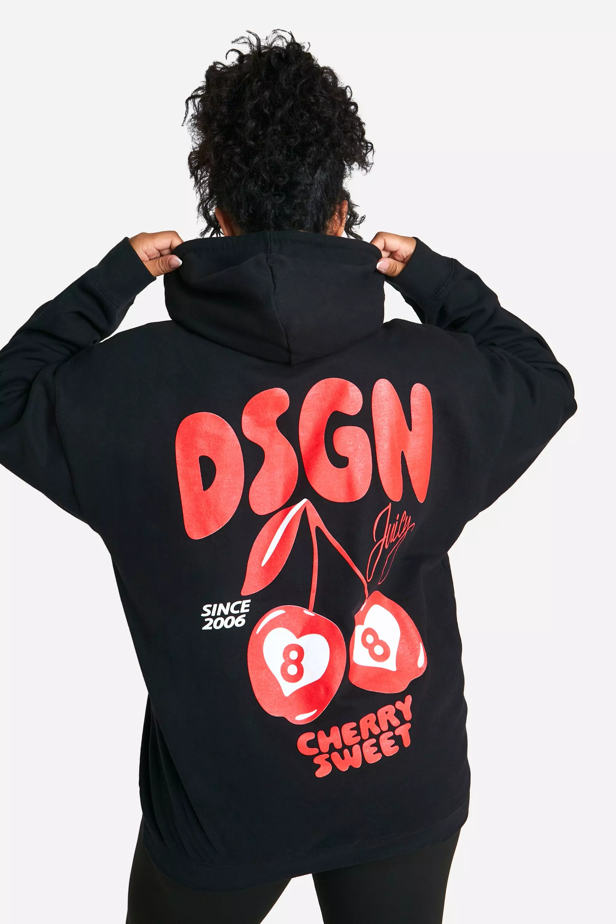Black Plus DSGN Cherry Oversized Hoodie alternative image