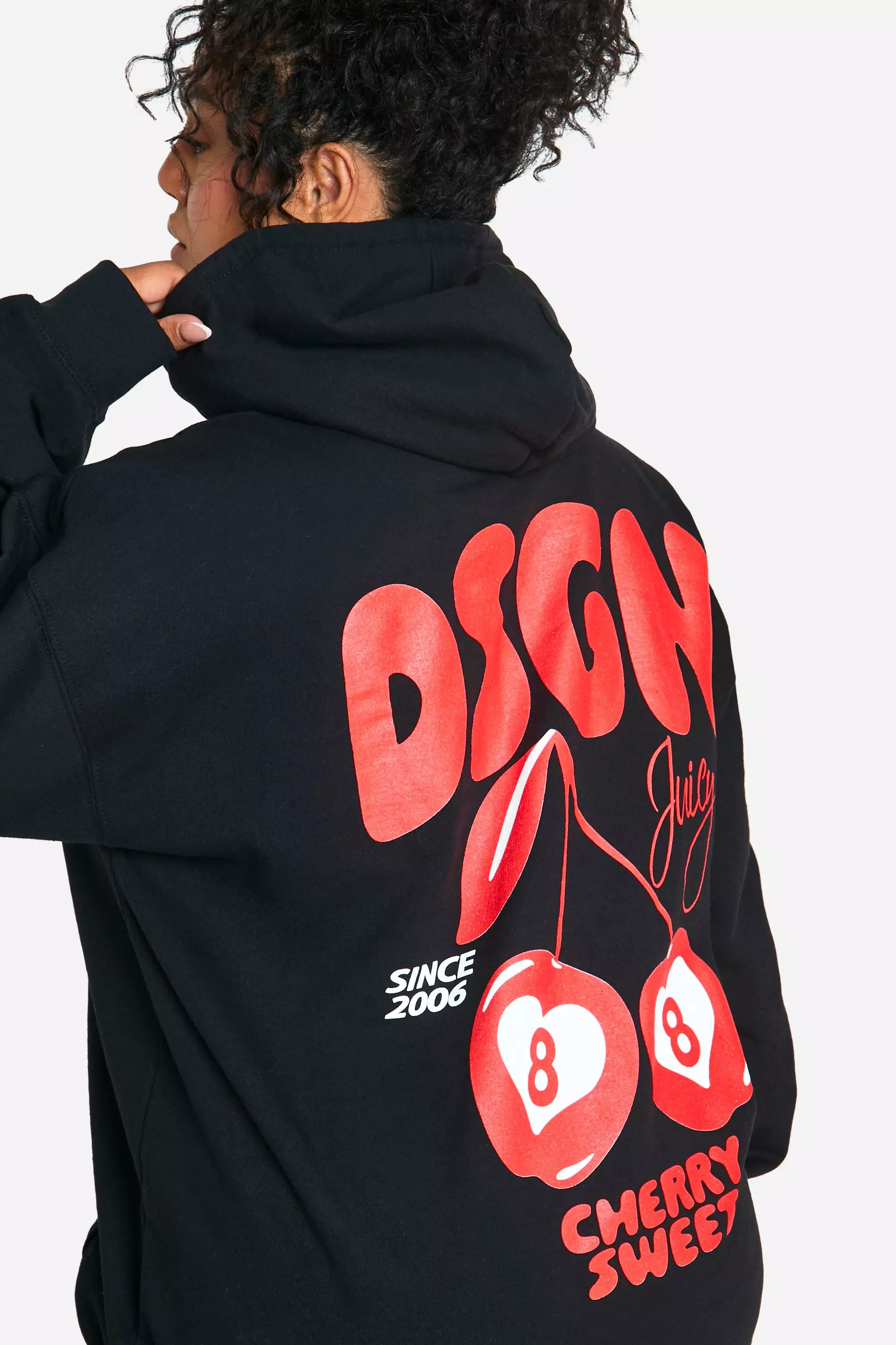 Black Plus DSGN Cherry Oversized Hoodie alternative image