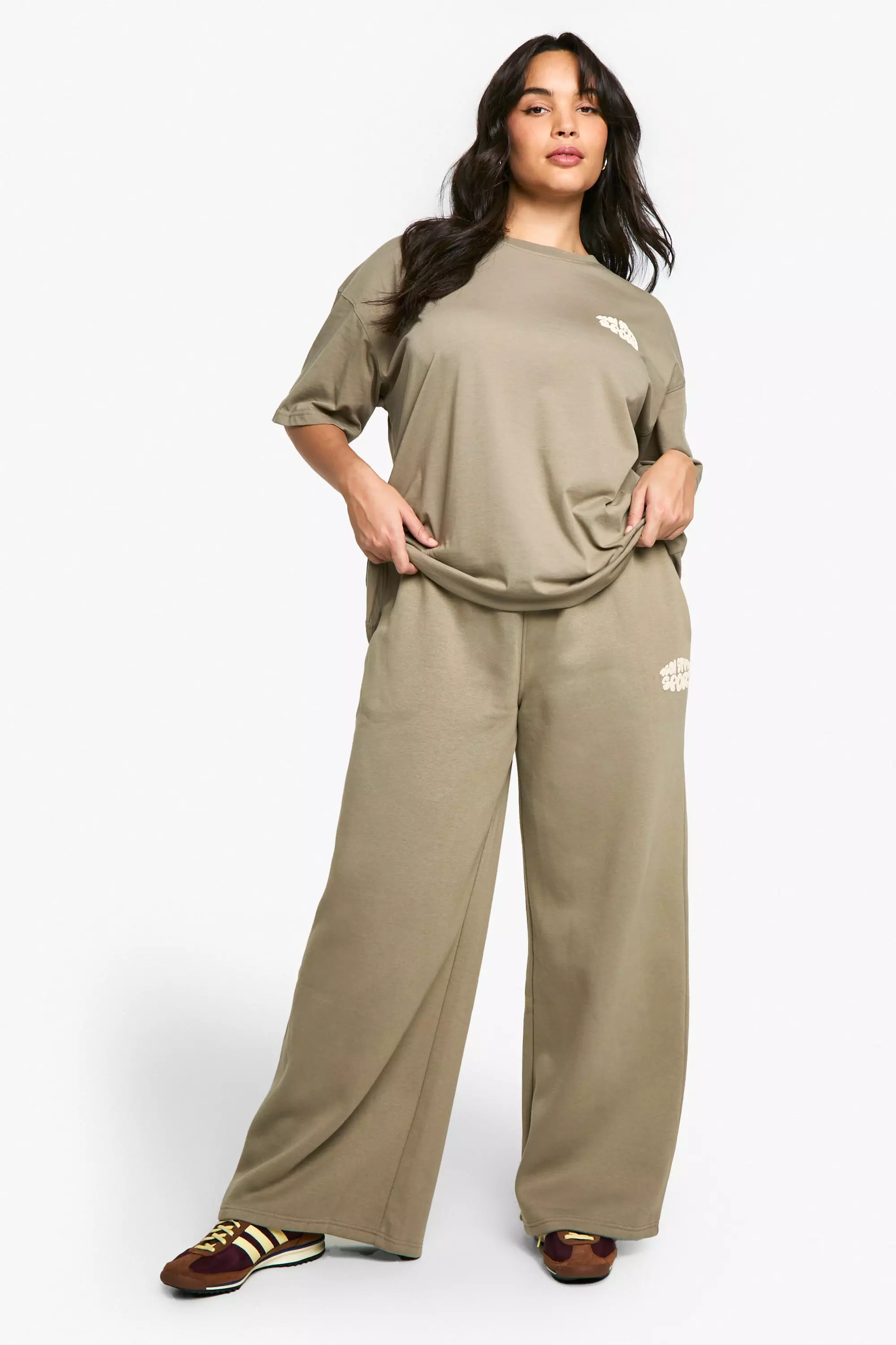 Khaki Plus DSGN Studio Sport Puff Print Straight Leg Jogger alternative image