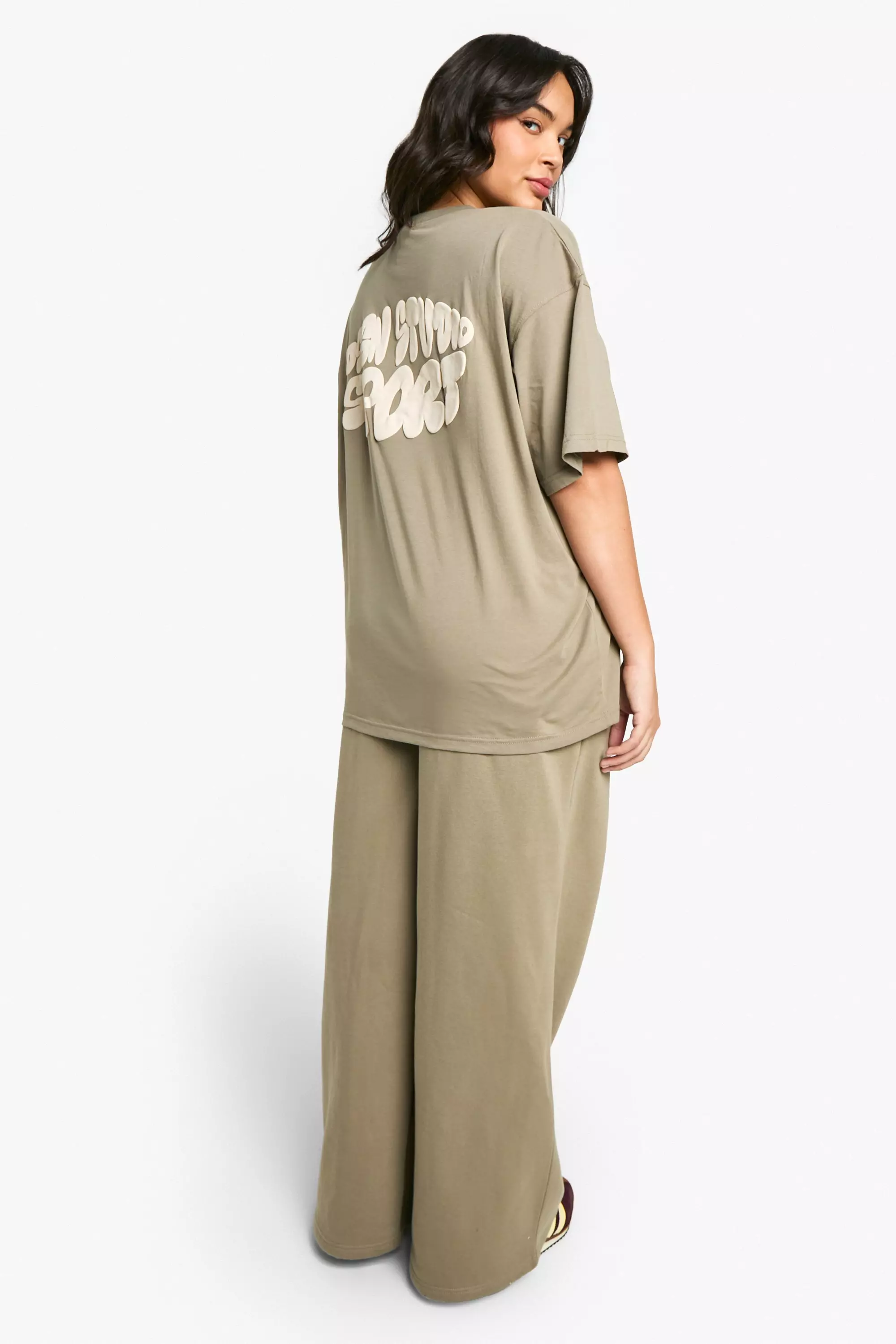 Khaki Plus DSGN Studio Sport Puff Print Straight Leg Jogger alternative image