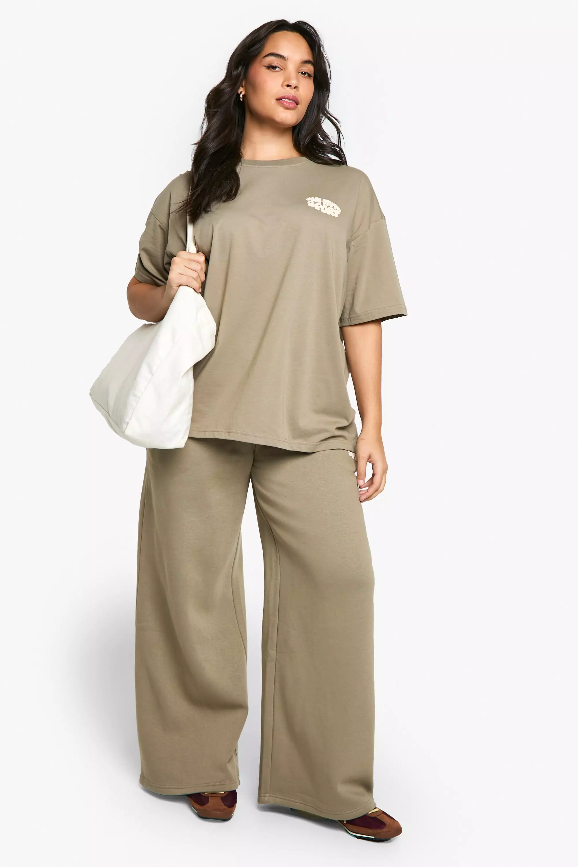 Khaki Plus DSGN Studio Sport Puff Print Straight Leg Jogger alternative image