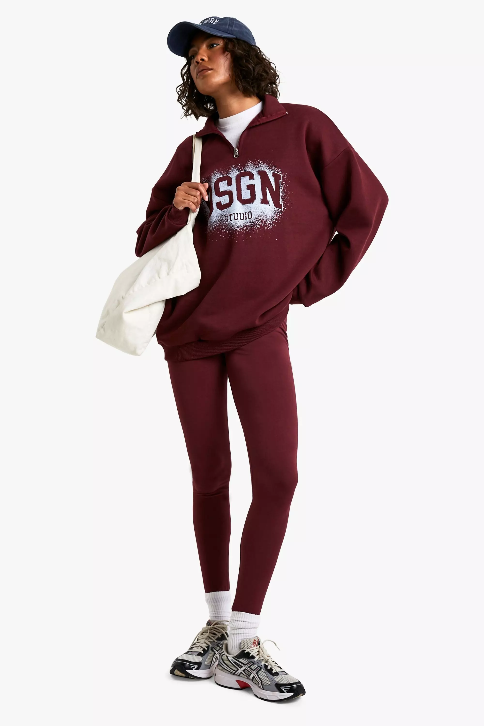 Burgundy Tall DSGN Half Zip Legging Tracksuit alternative image