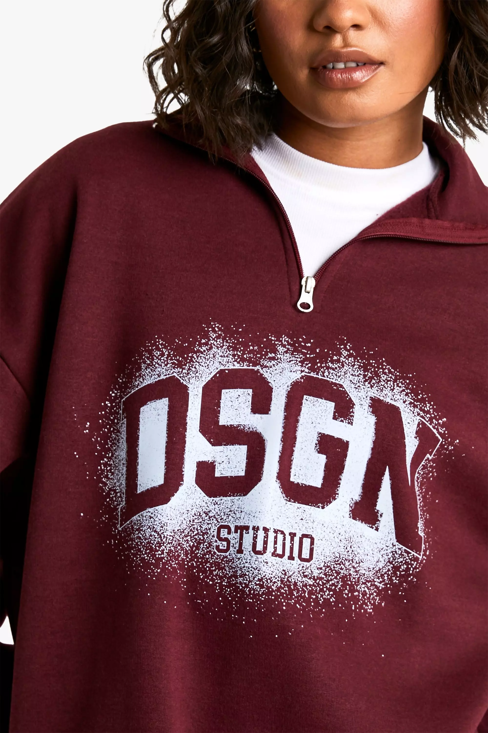 Burgundy Tall DSGN Half Zip Legging Tracksuit alternative image