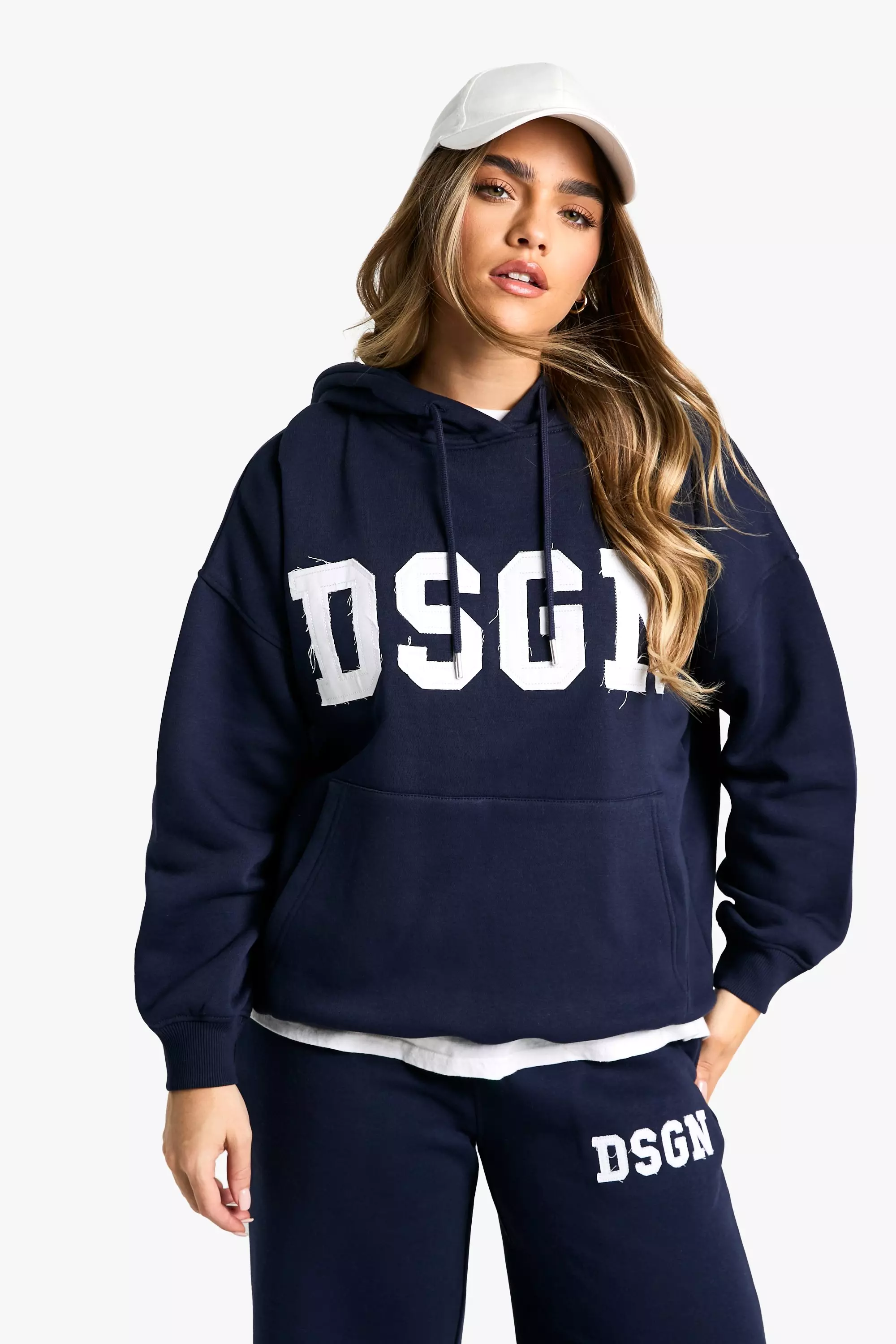 Navy Petite Oversized DSGN Studio Hoodie alternative image