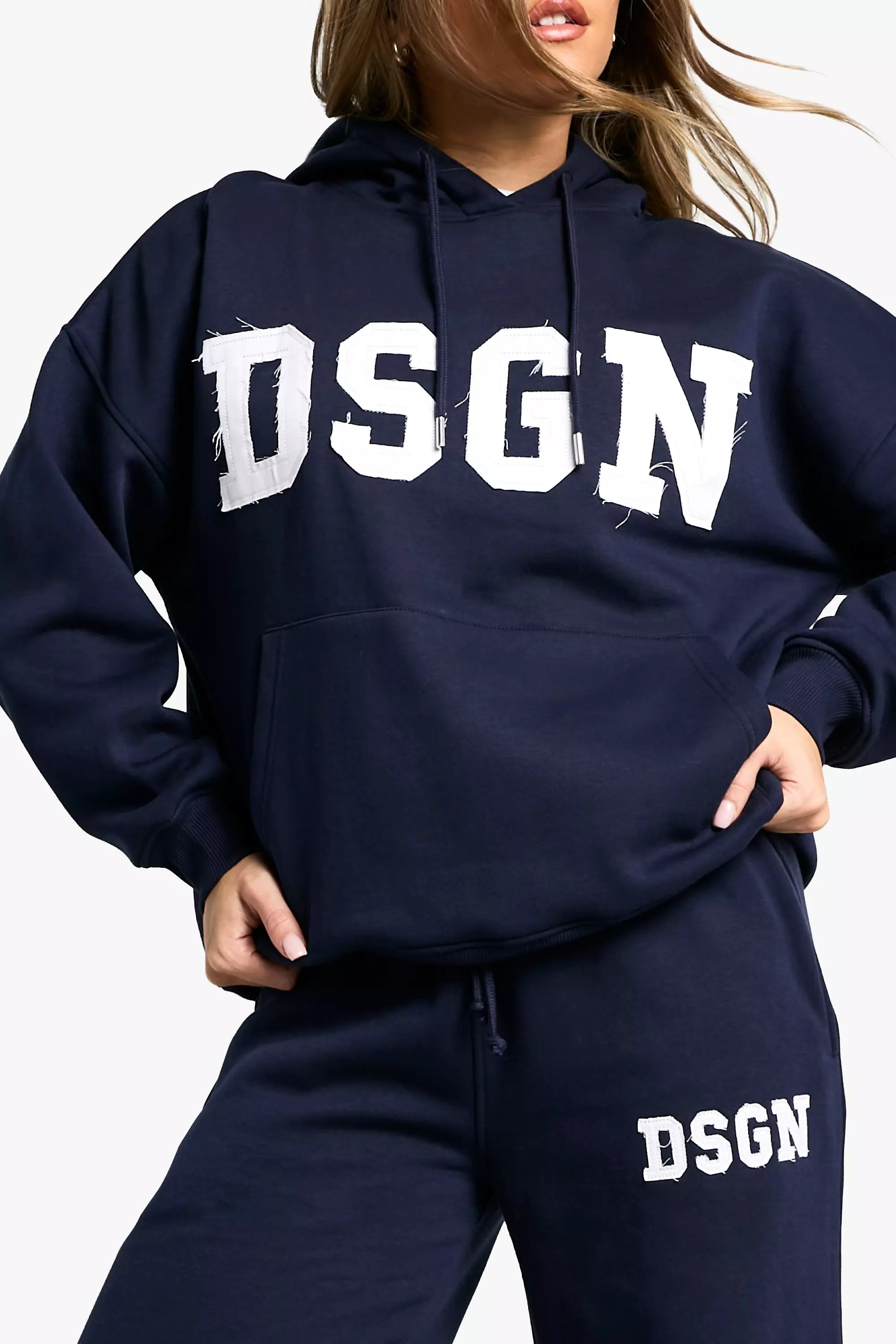Navy Petite Oversized DSGN Studio Hoodie alternative image