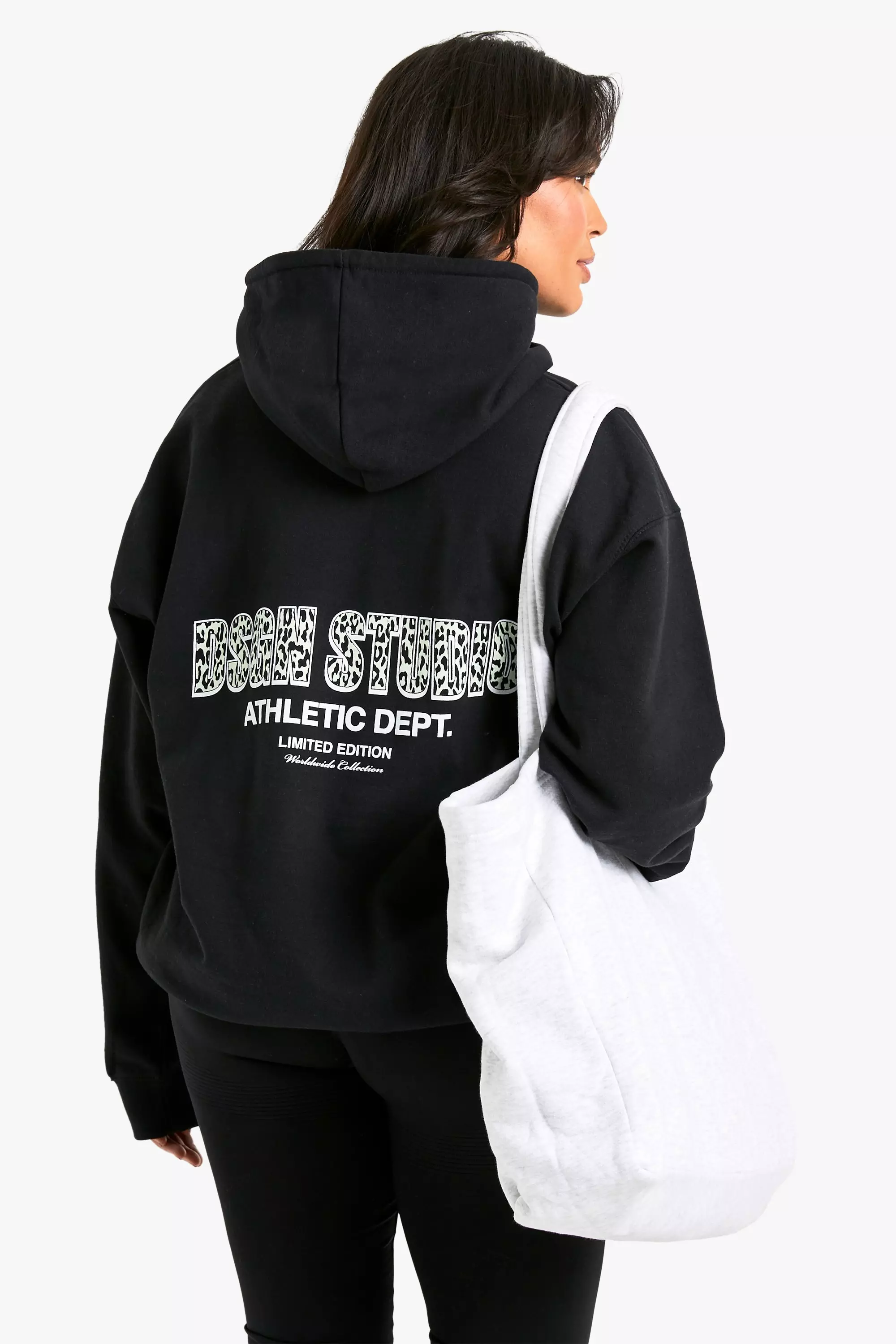 Black Plus Leopard DSGN Studio Oversized Hoodie alternative image