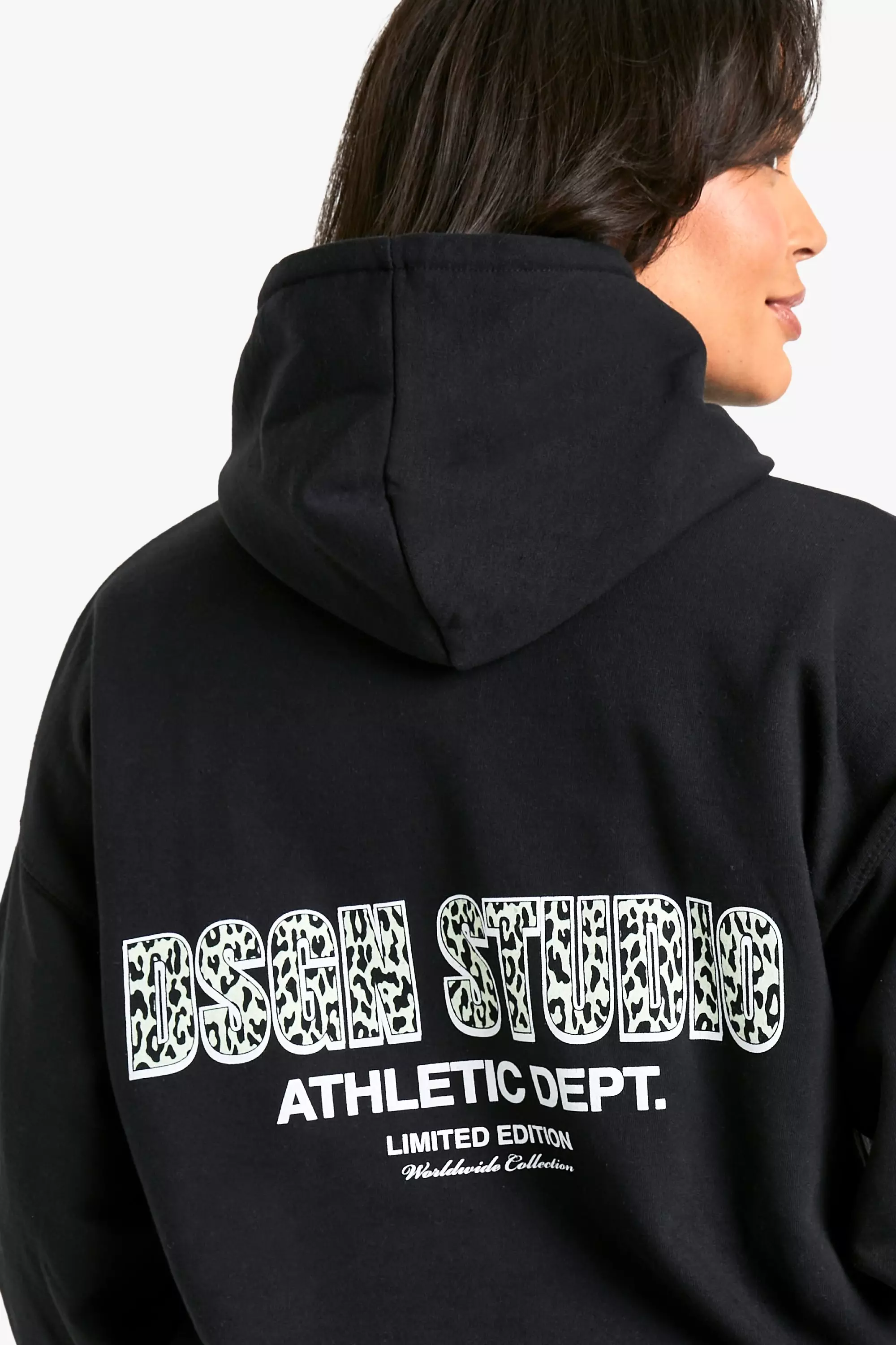 Black Plus Leopard DSGN Studio Oversized Hoodie alternative image