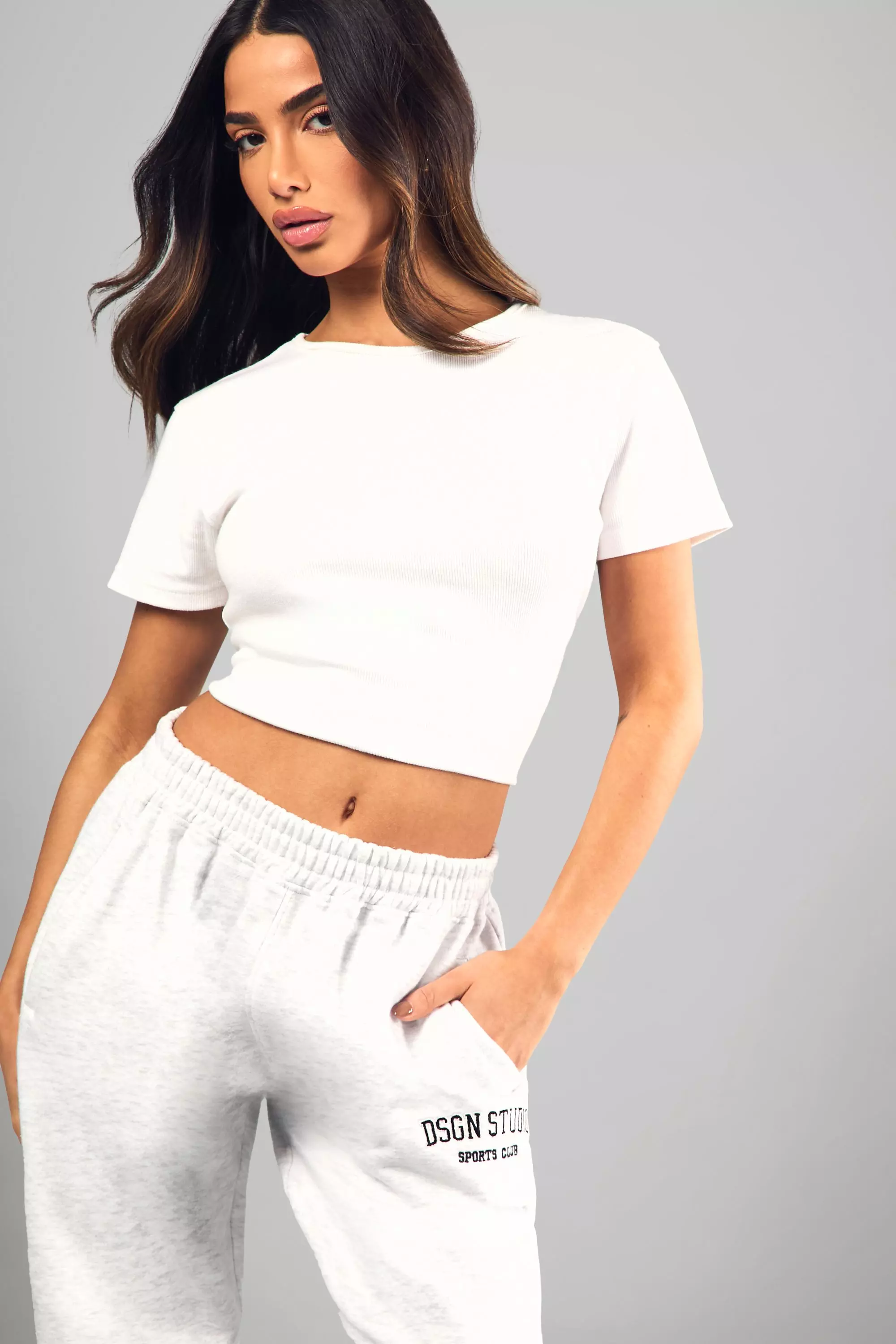 Ash grey Petite DSGN Studio Applique Oversized Jogger alternative image