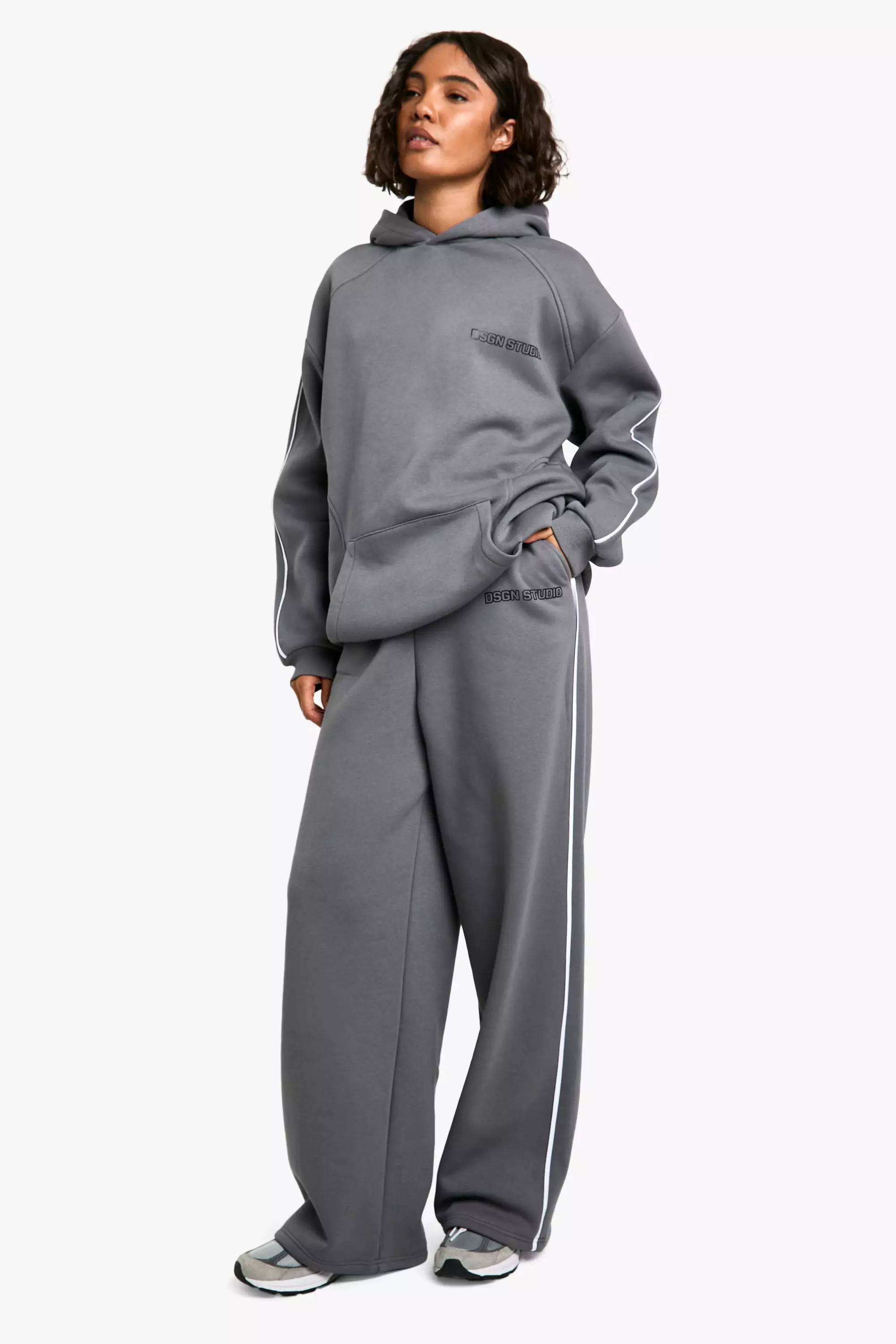 Charcoal Tall Side Stripe DSGN Sport Wide Leg Jogger alternative image