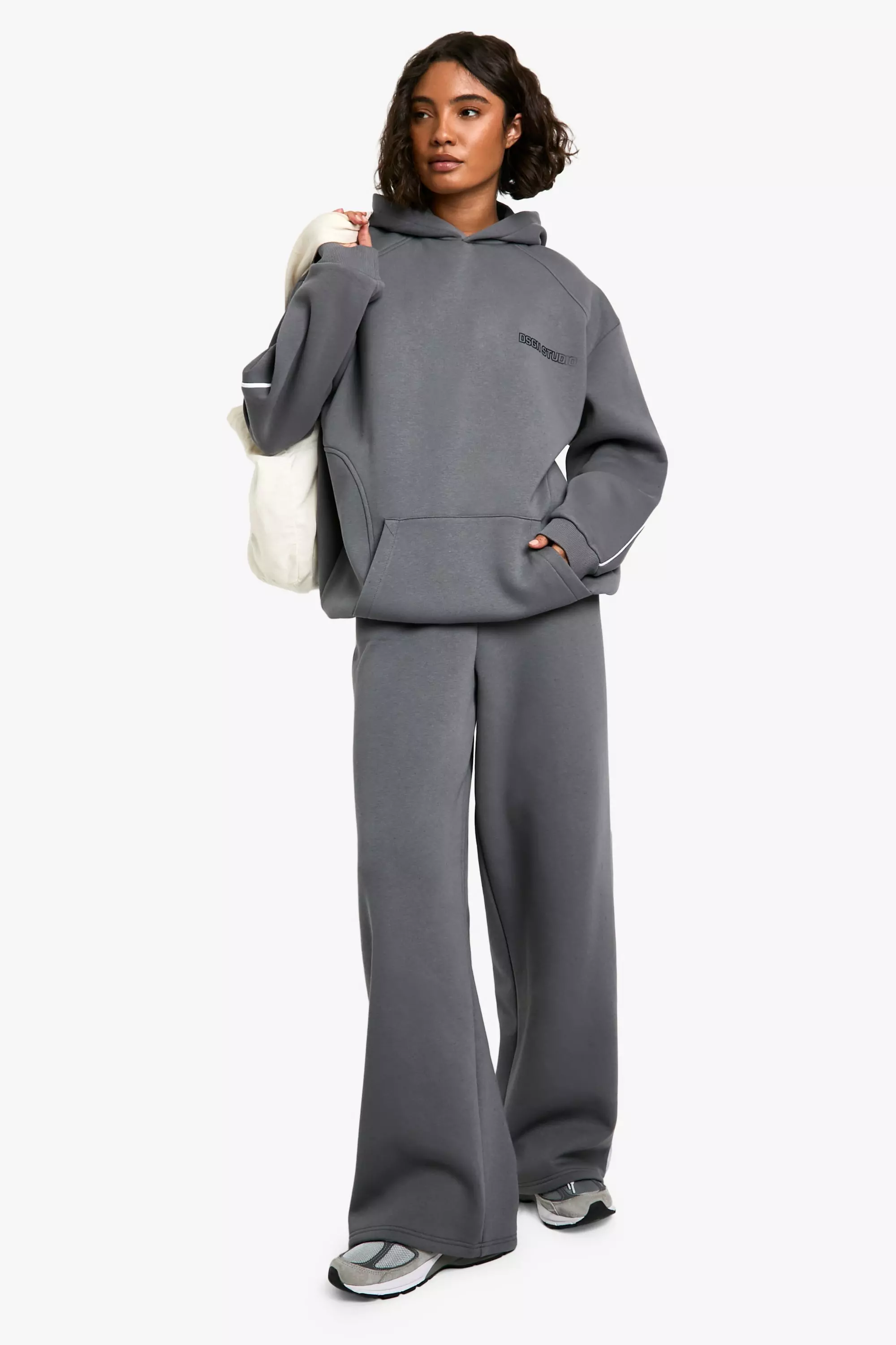 Charcoal Tall Side Stripe DSGN Sport Wide Leg Jogger alternative image