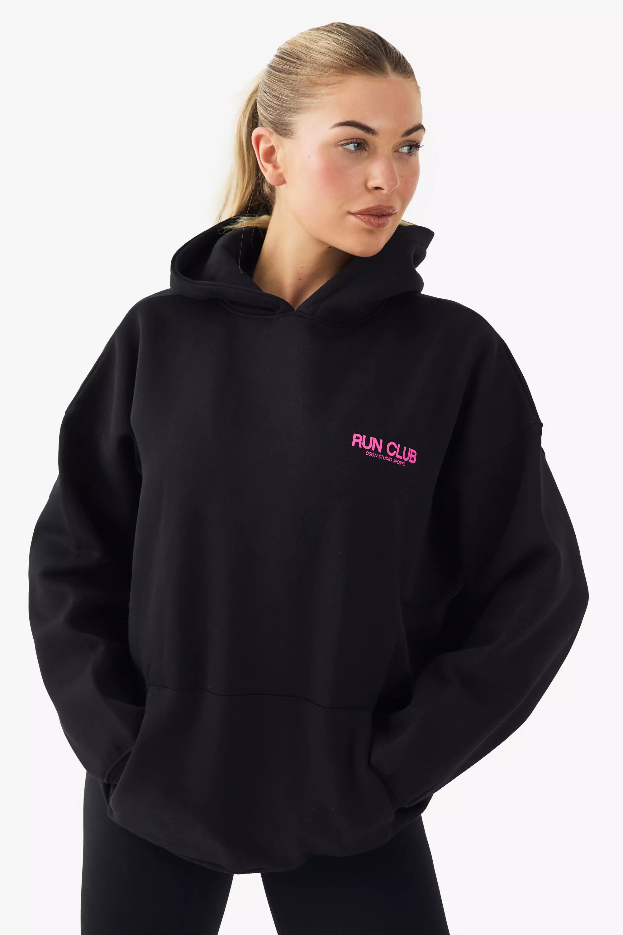 Black DSGN Studio Sport Run Club Oversized Hoodie alternative image