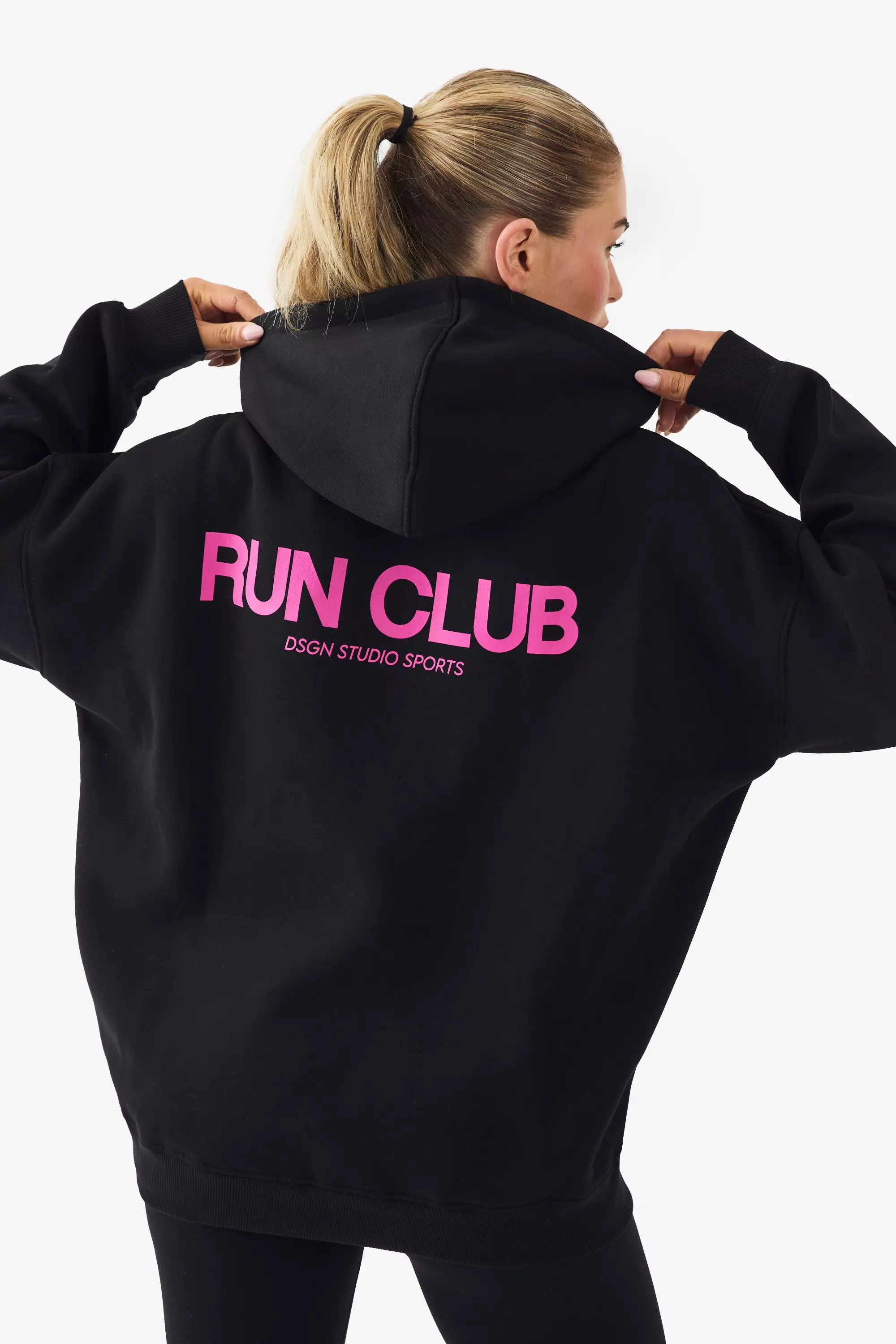 Black DSGN Studio Sport Run Club Oversized Hoodie alternative image