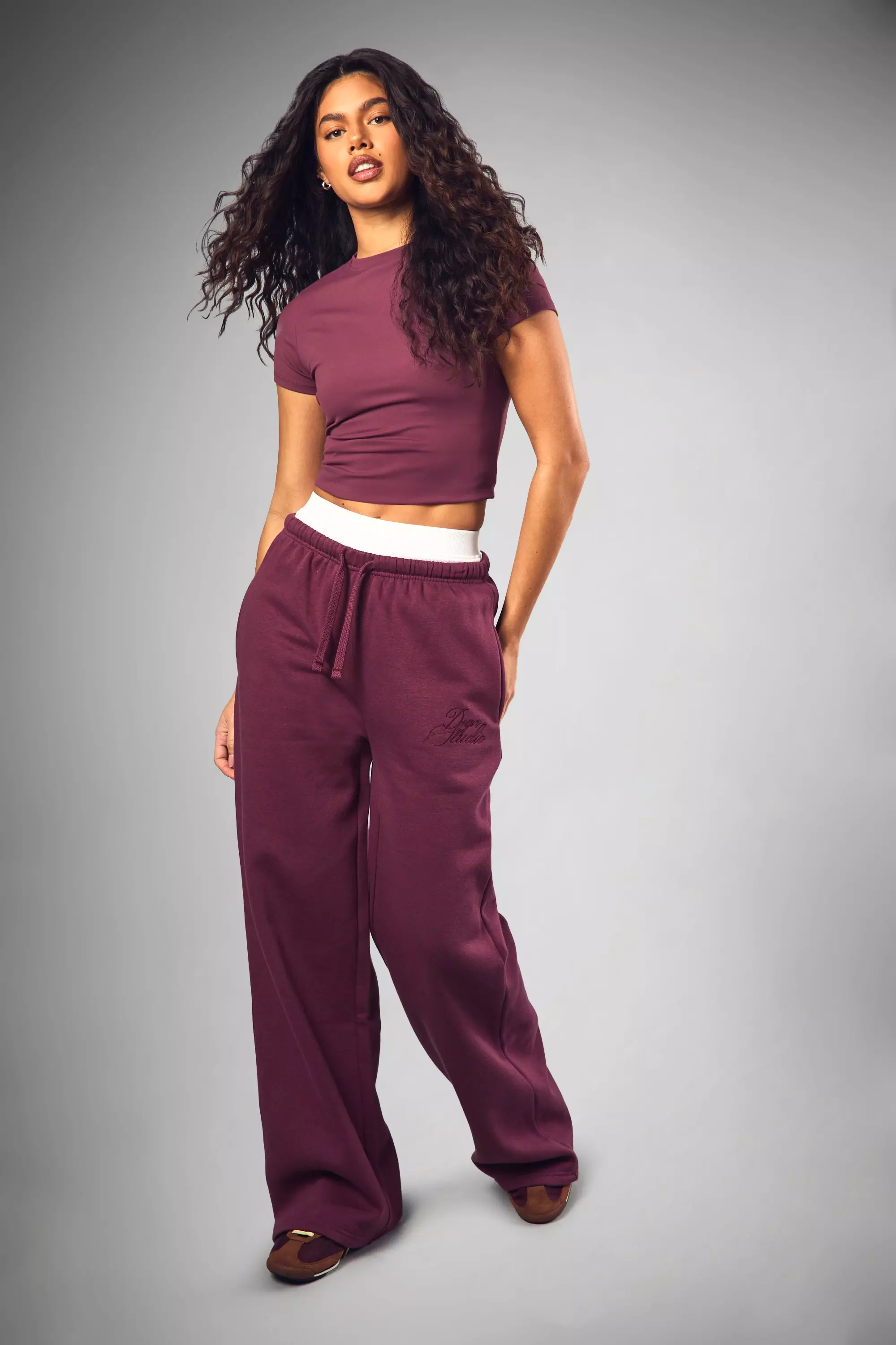 Plum DSGN Studio Contrast Script Straight Leg Joggers alternative image