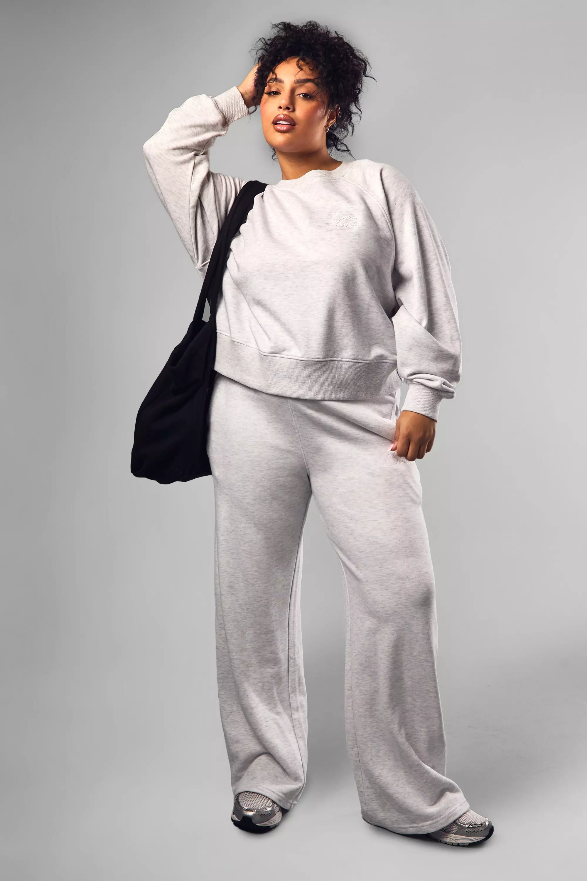 Ash grey Plus DSGN Studio Script Wide Leg Jogger alternative image