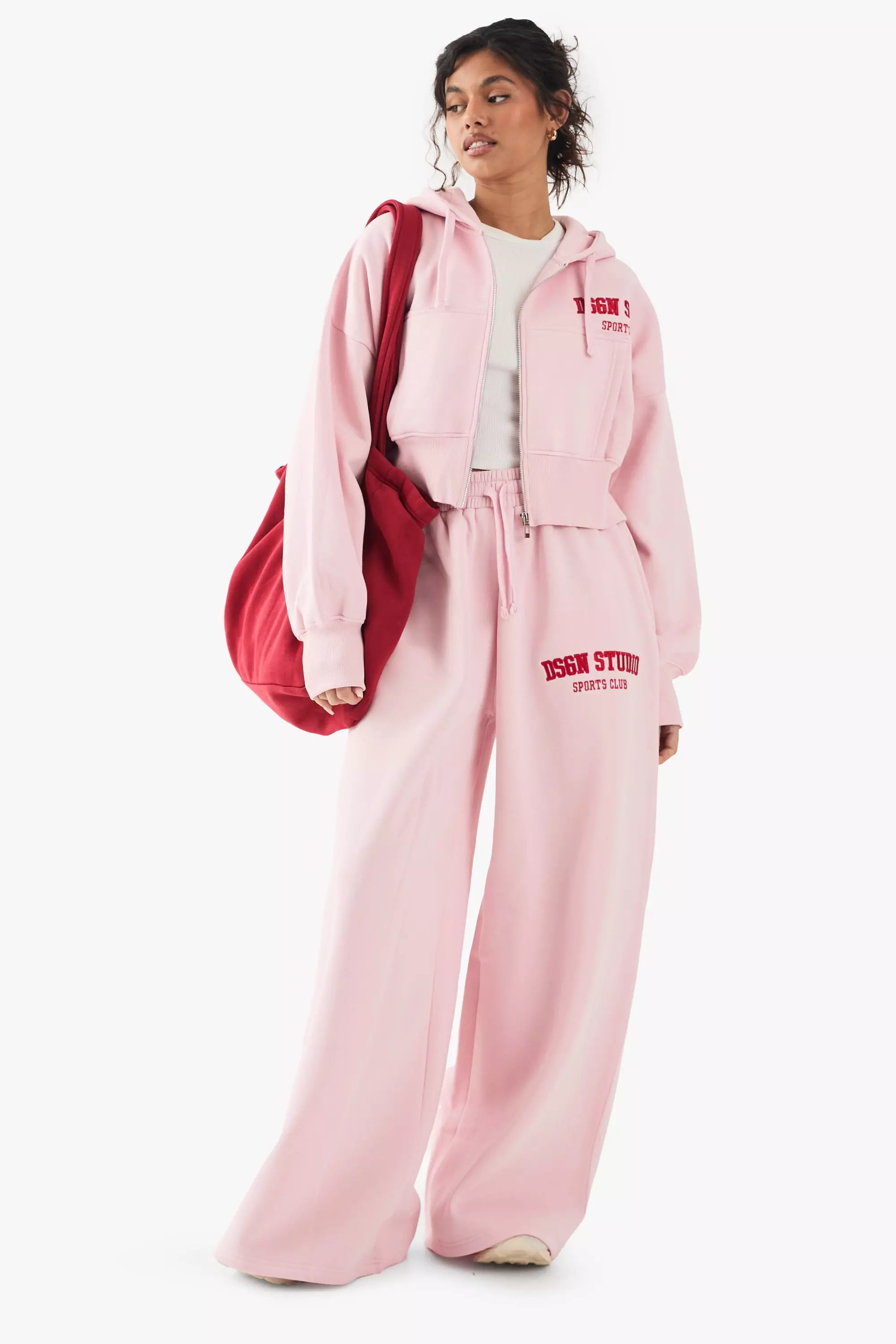 Pink DSGN Boxy Crop Zip Through Hoodie alternative image
