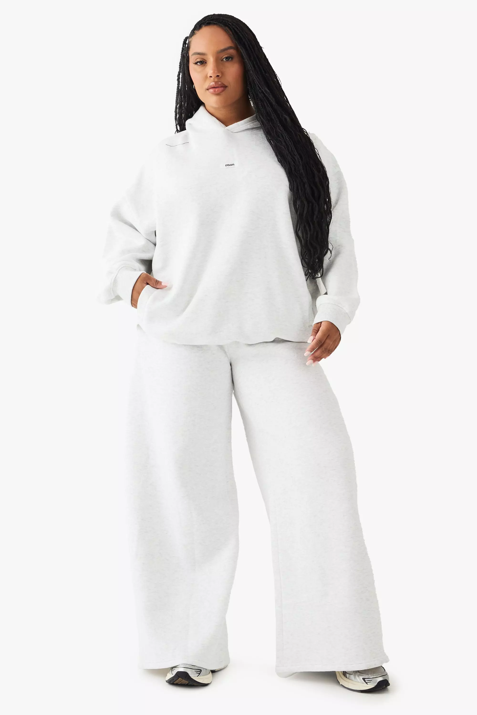 Ash grey Plus DSGN Studio Tie Waist Wide Leg Jogger alternative image
