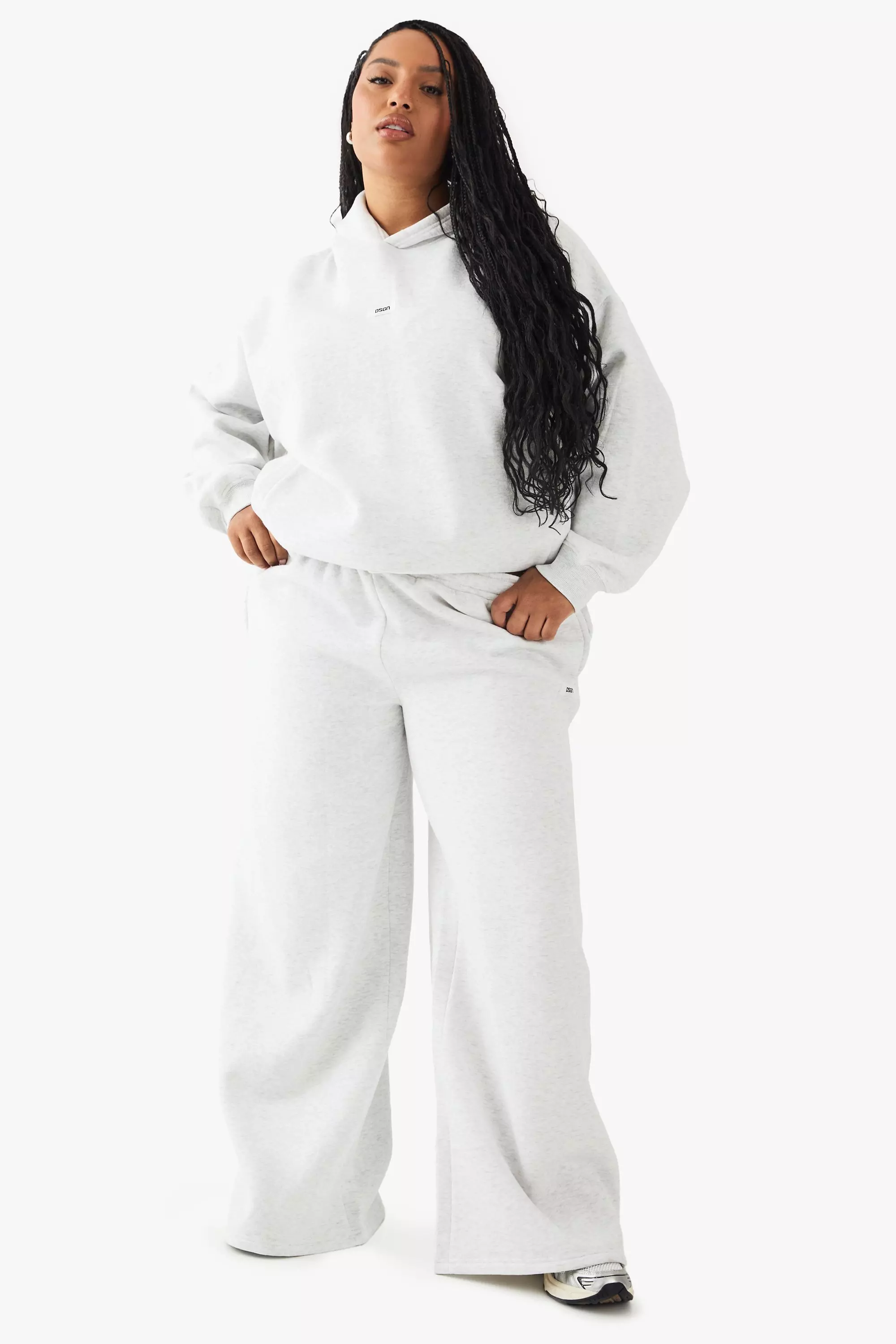 Ash grey Plus DSGN Studio Tie Waist Wide Leg Jogger alternative image