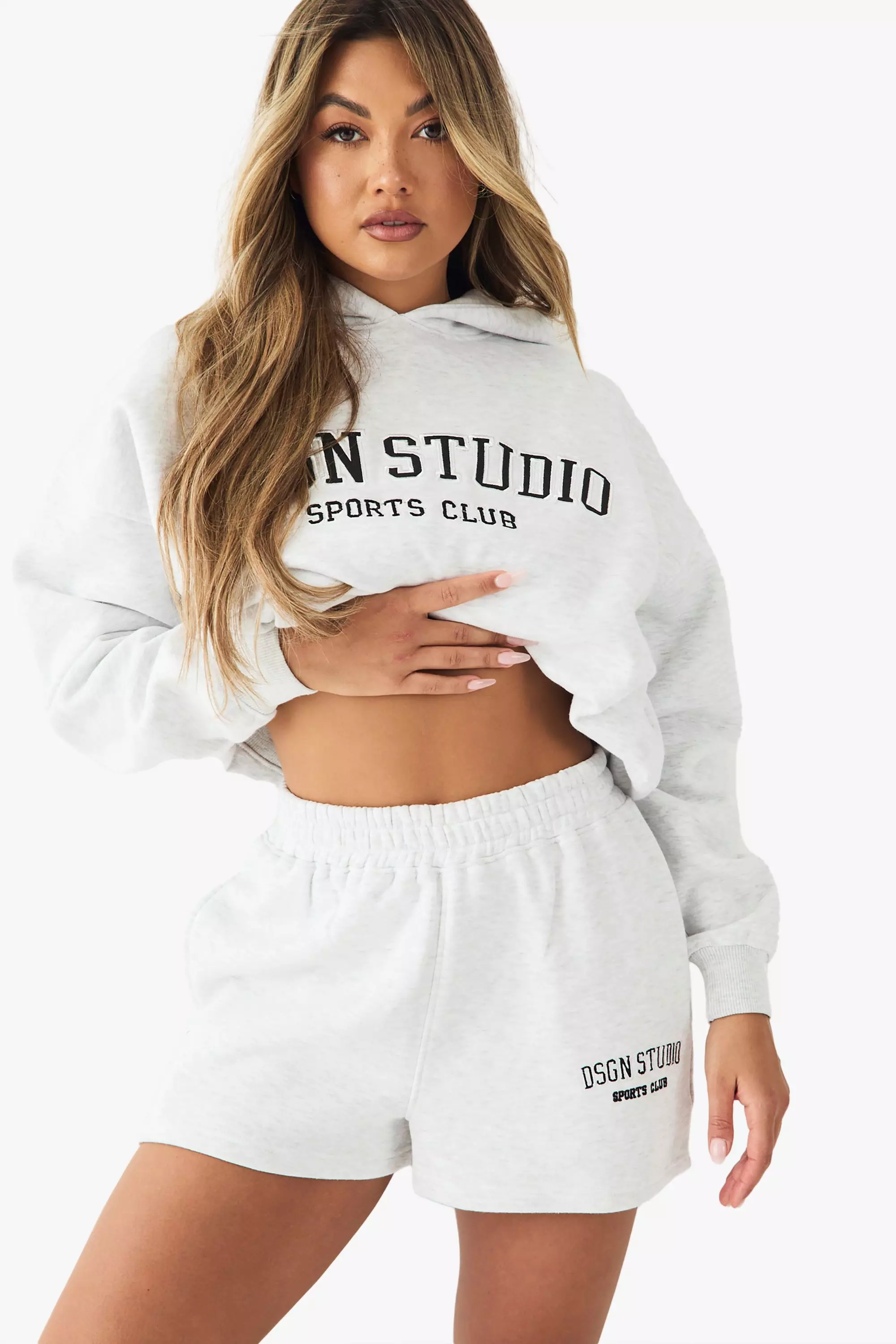 Ash grey DSGN Studio Sports Club Applique Sweat Short alternative image