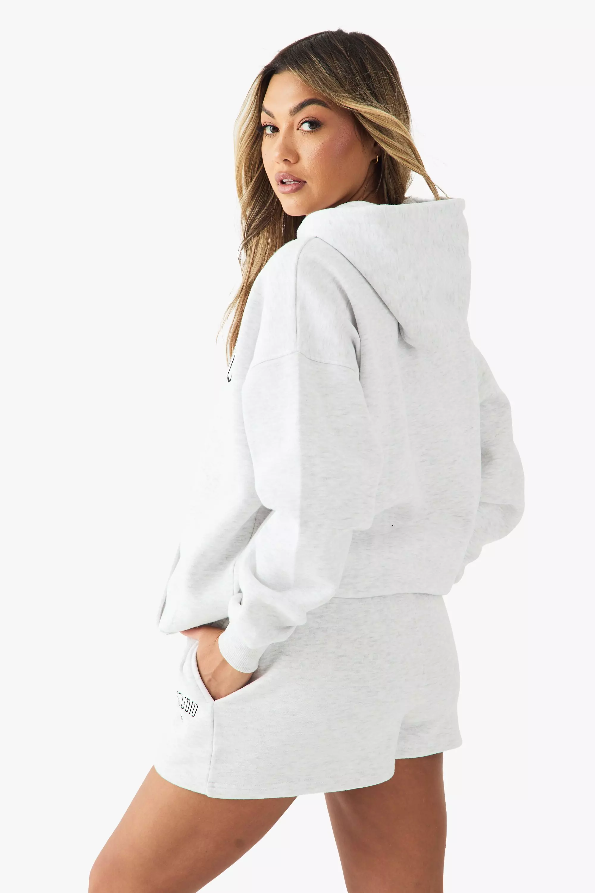 Ash grey DSGN Studio Sports Club Applique Sweat Short alternative image