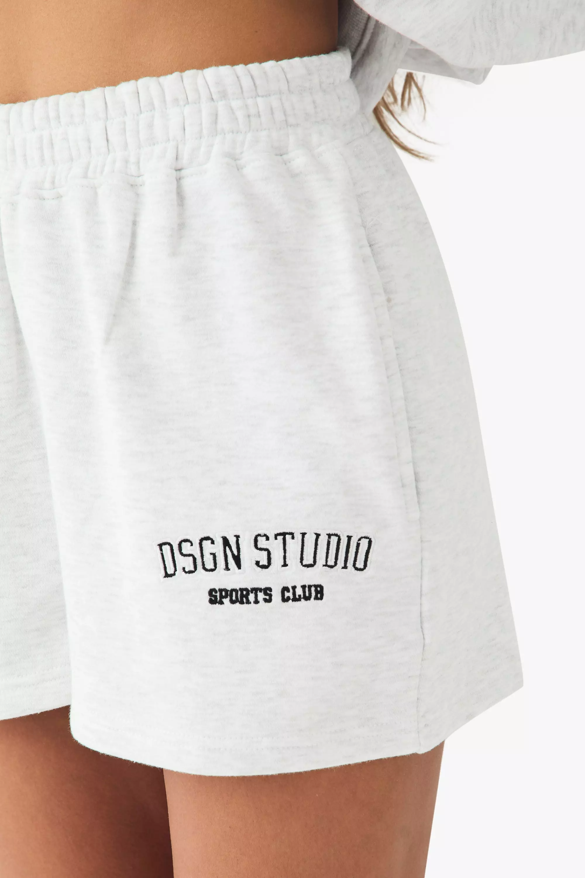Ash grey DSGN Studio Sports Club Applique Sweat Short alternative image