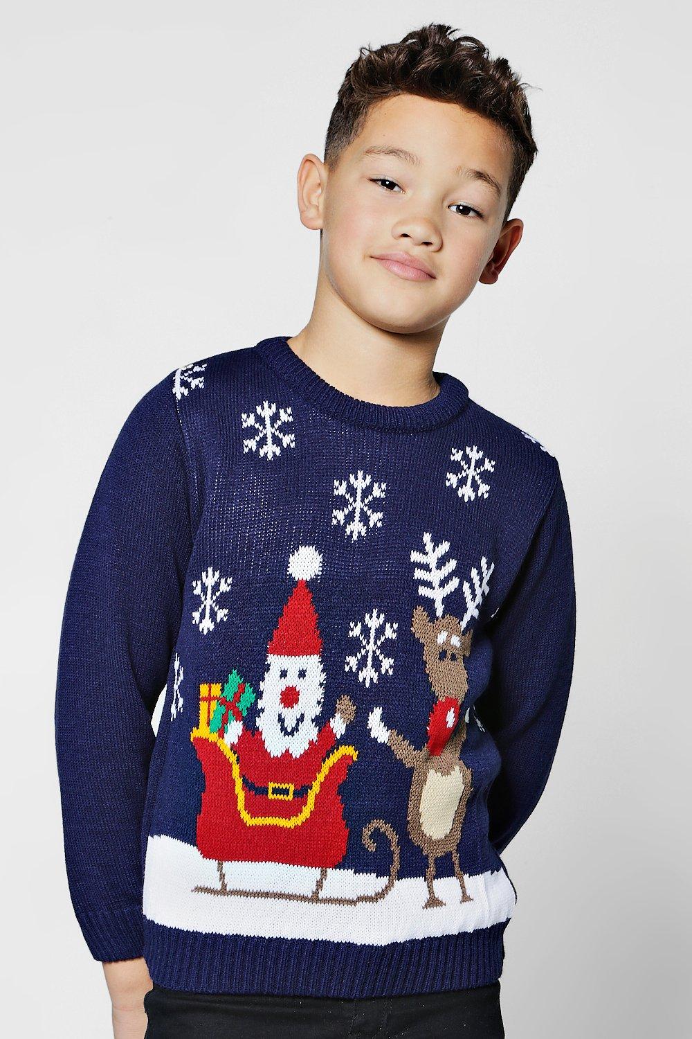 Boys Santa Sleight Christmas Jumper boohooMAN USA