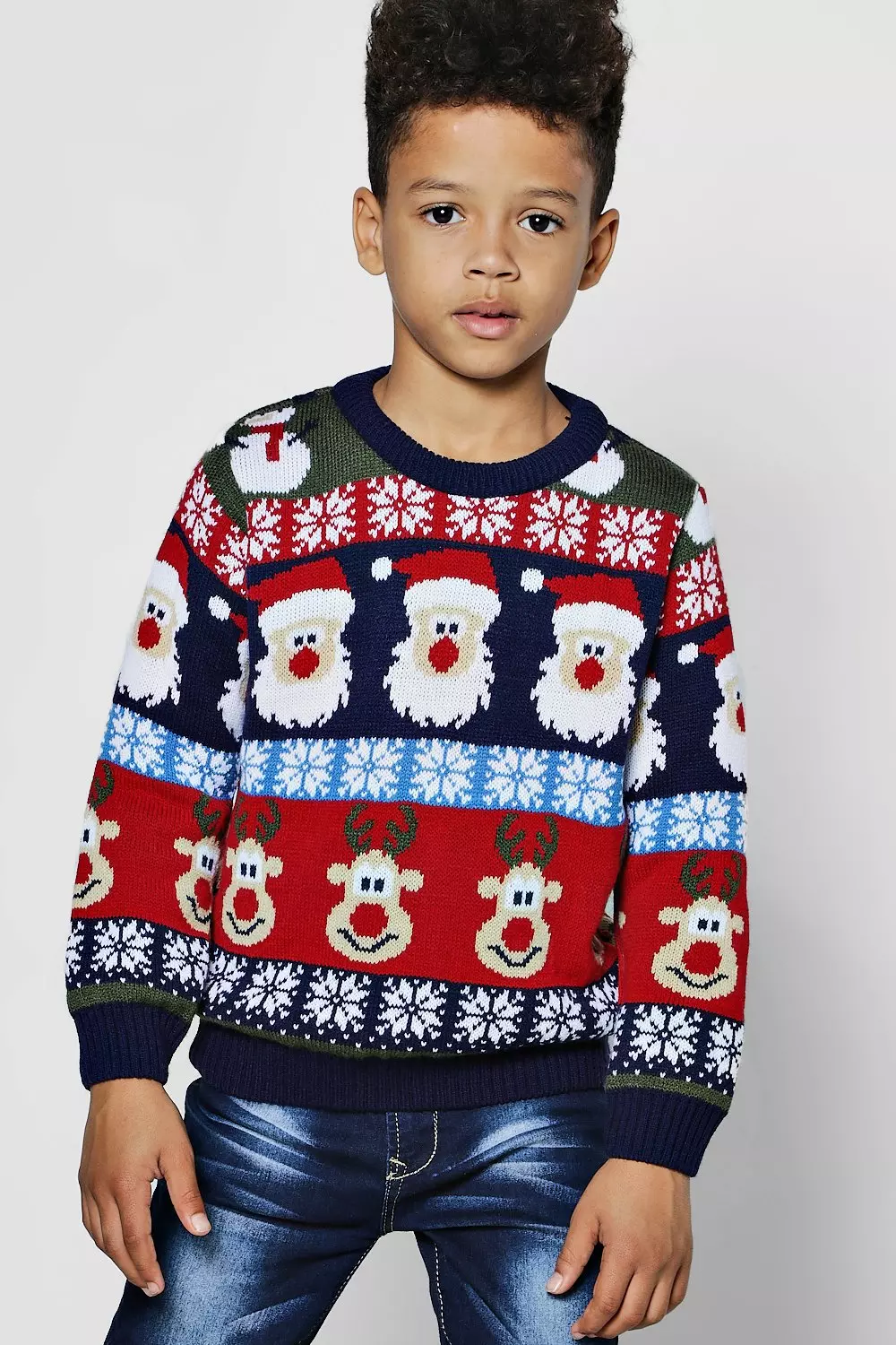 Boys Christmas Repeat Jumper boohooMAN UK