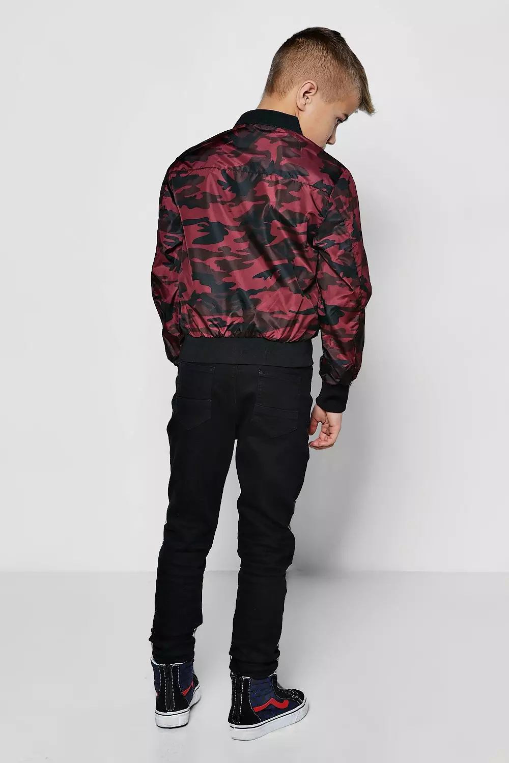 Boys Red Camo Jacket boohooMAN UK