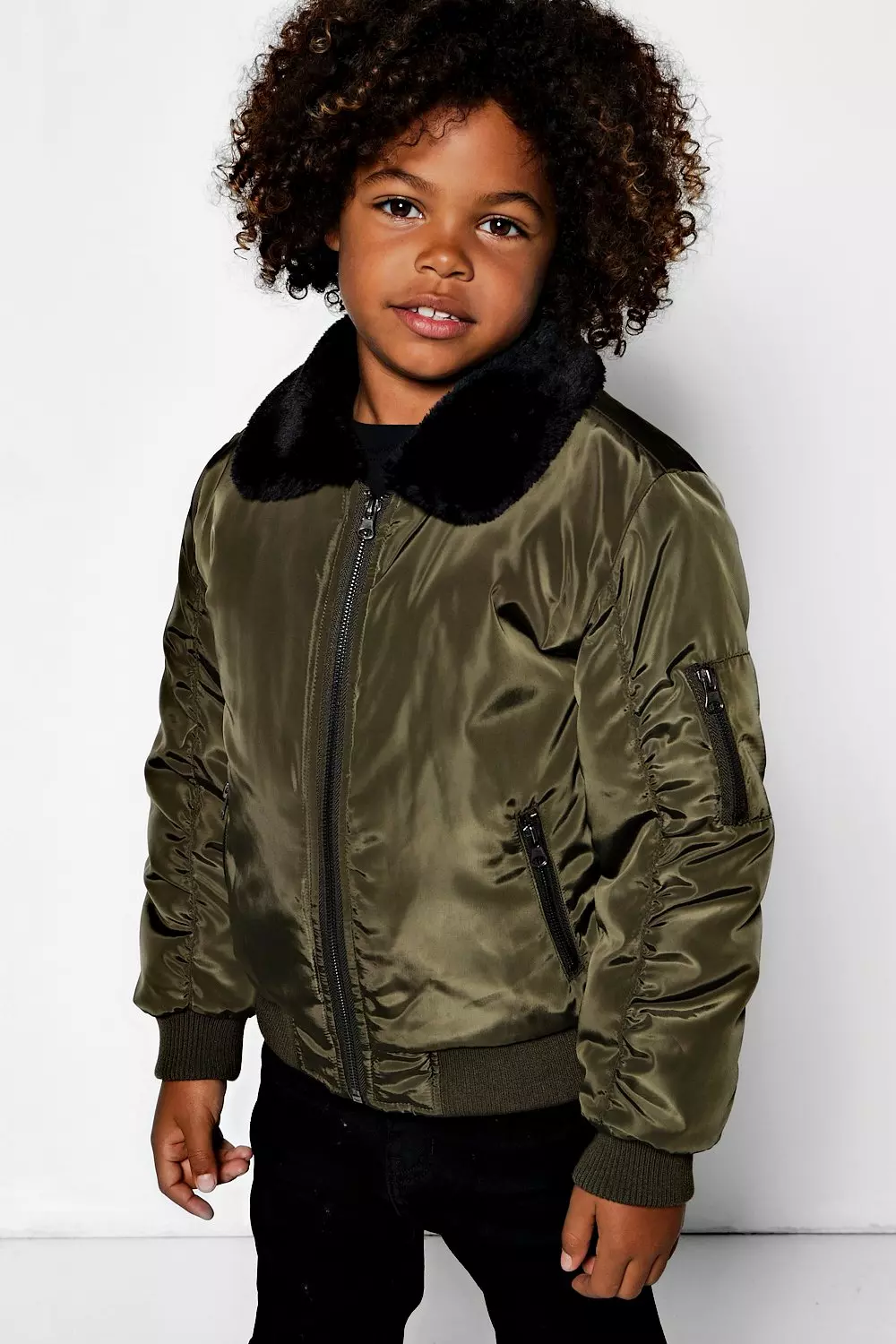 Green bomber jacket with fur collar hotsell