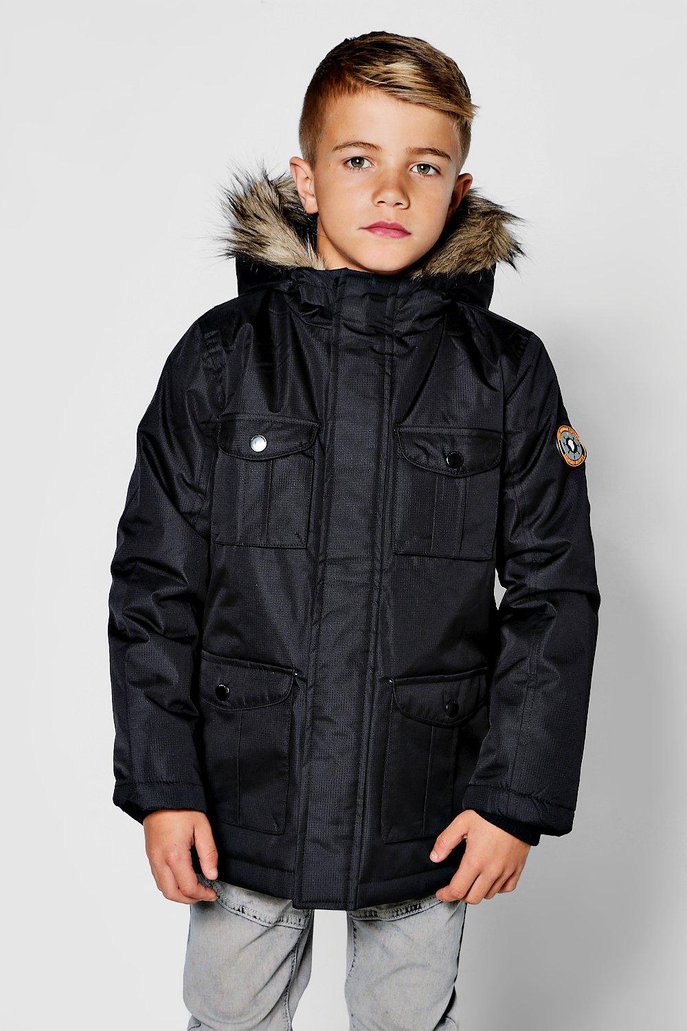 kids fur hooded coat