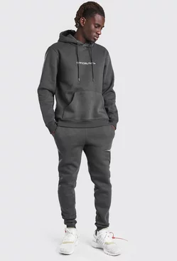 Official MAN Tape Hooded Tracksuit Dark grey