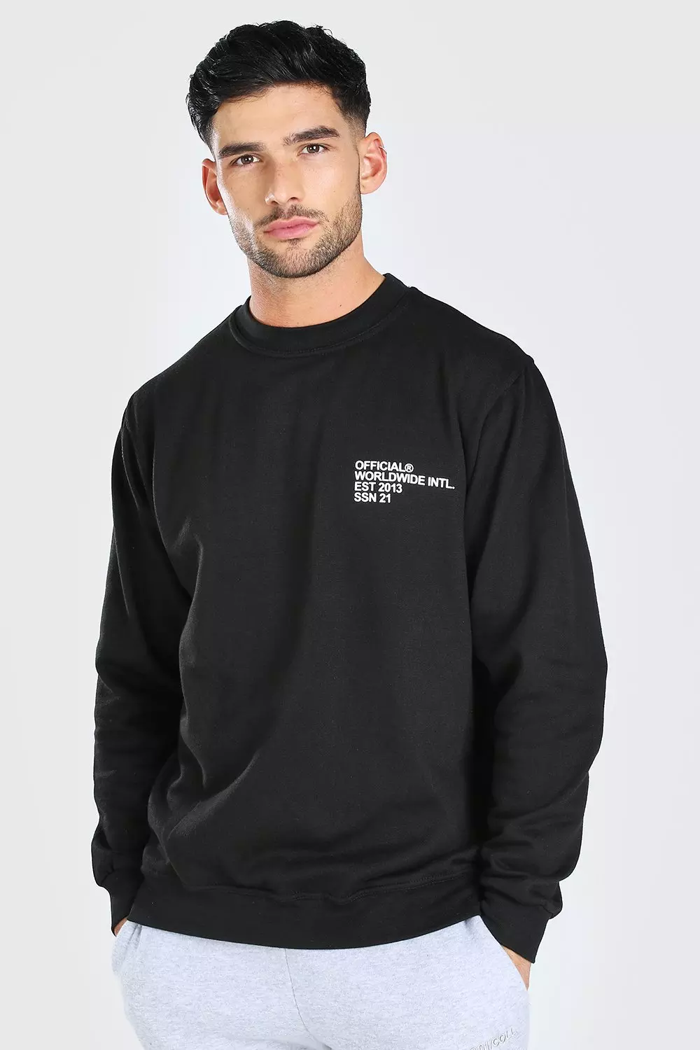 Man Official Worldwide Print Sweatshirt boohooMAN UK