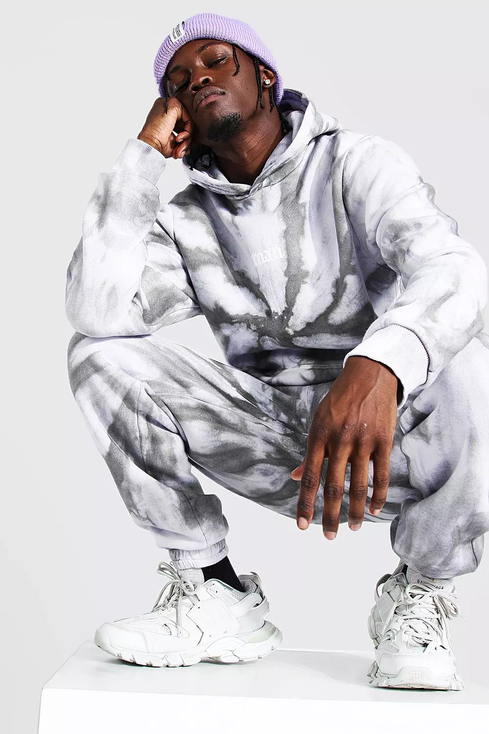 ブーフーマンtie dye All Over MAN tracksuit Regular Fit Official Man Cargo Hooded Panelled Tracksuit