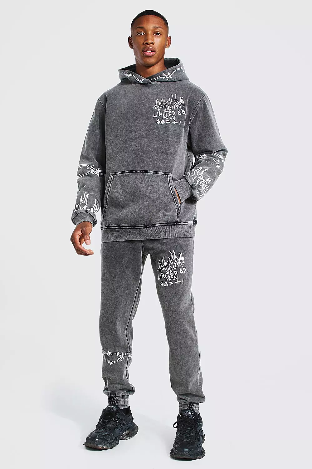 Charcoal Oversized Overdyed Official Graffiti Tracksuit alternative image