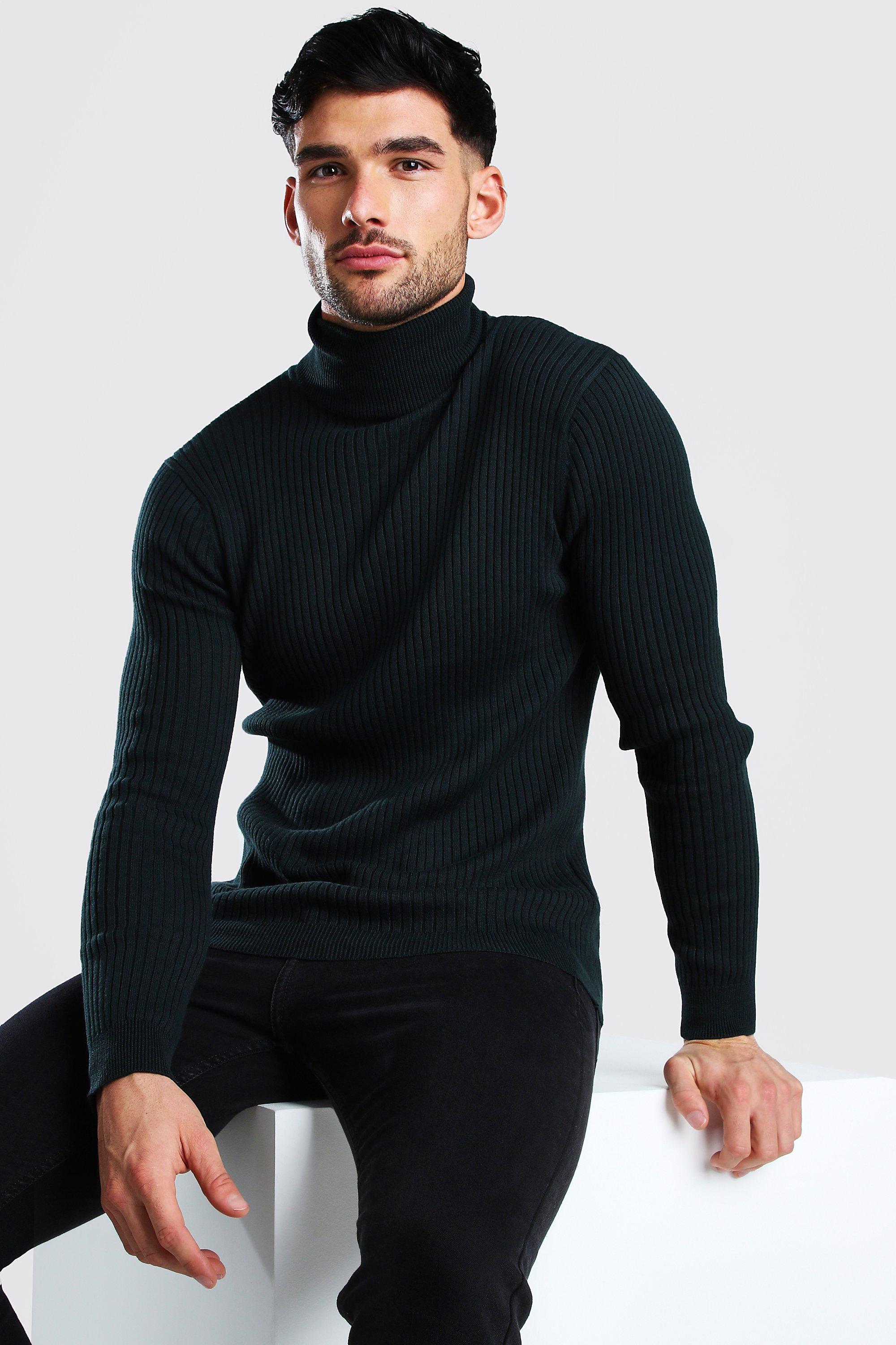 bottle green polo neck jumper