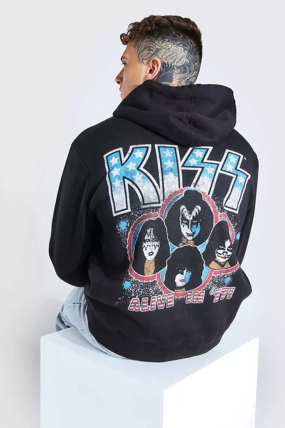 Black Oversized KISS License Hoodie alternative image